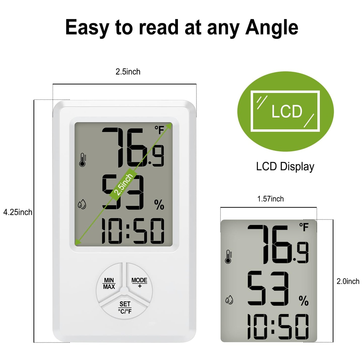 Urageuxy Digital Hygrometer Indoor Thermometer Humidity Meter with Temperature and Humidity Room Thermometer with Time Alarm Clock for Home, Bedroom, Baby Room, Office, Greenhouse, Cellar