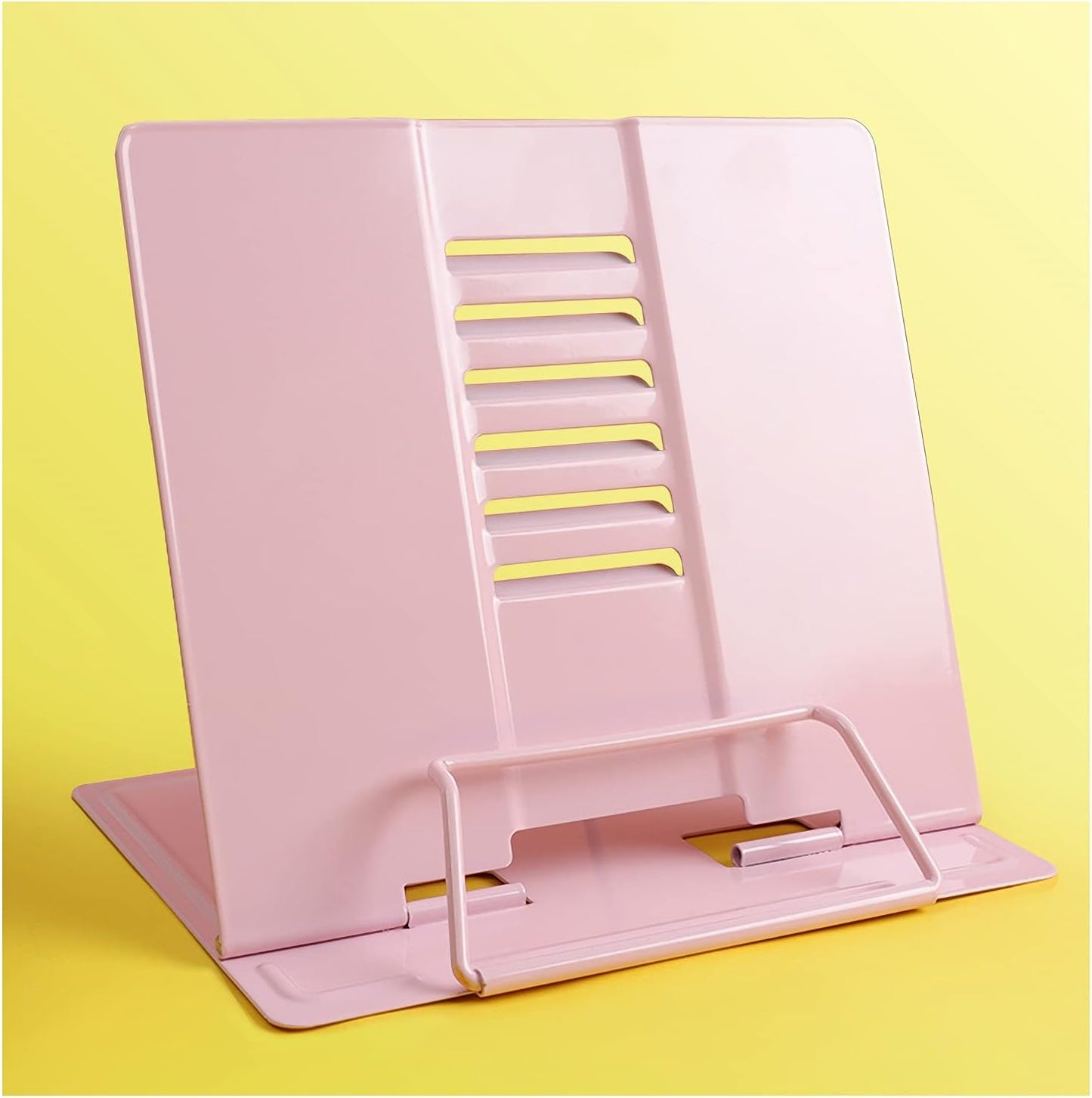 Book Stand Desk Book Stand Metal Reading Reading Stand Book Holder for Bed Adjustable Height Portable Sturdy for Recipe Textbook Document (Color : Mug) (Pink)