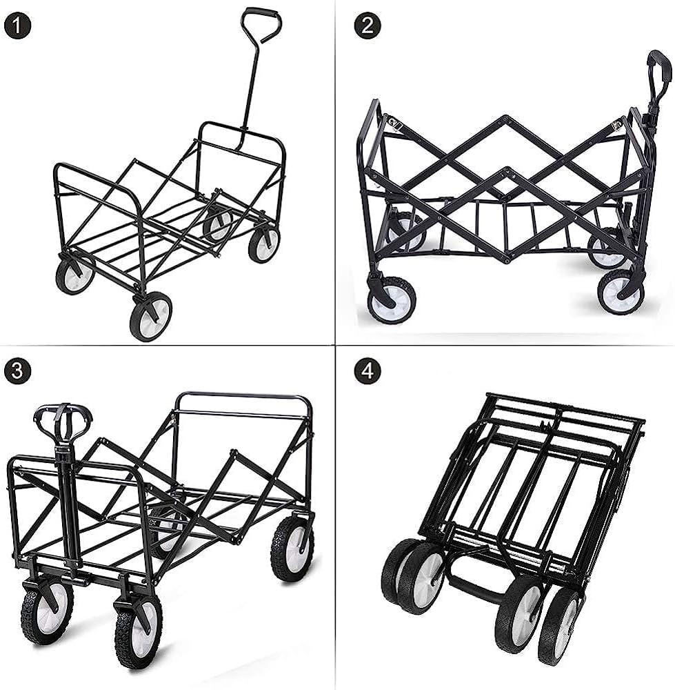 Trolleys, Garden Cart Folding Wagon Foldable Heavy Duty Outdoor Trolley Transport Cart 80Kg Max Load, for Outdoor/Festivals/Camping