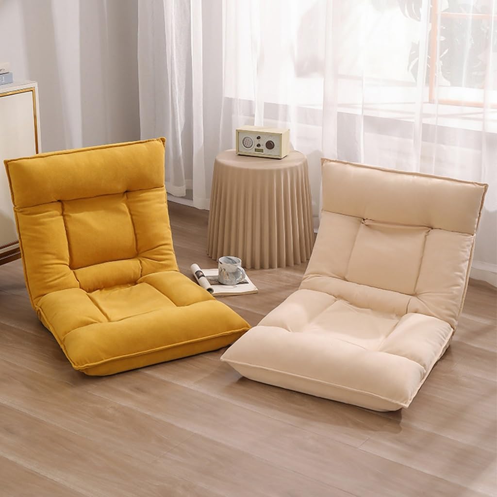 Foldable Recliner Chair Single Sofa Lazy Lounge Chairs Seat, Cozy Small Couch for Small Spaces, Office, Folding Lawn Chairs Reclining Living Room Lounge Chairs Adjustable Backrest(White)