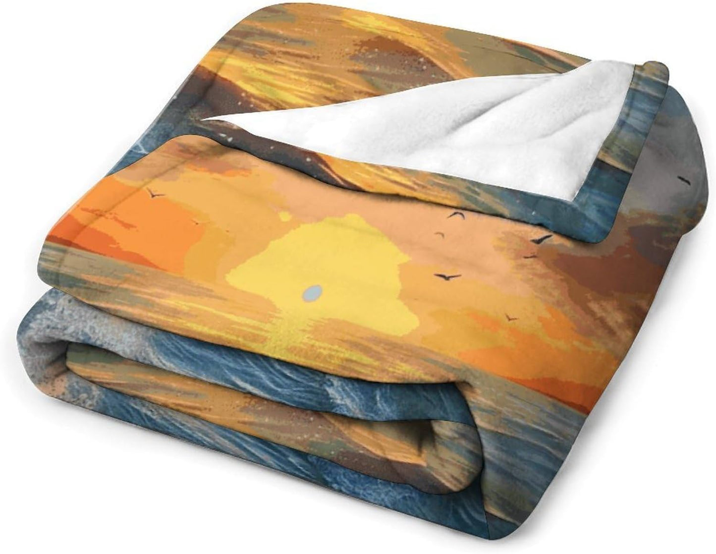Sunset Sea Blanket Super Soft Lightweight Throw Blanket Cute Cozy Warm Bed Blanket Decorative Fuzzy Blanket All-Season Home Decor Gift for Sofa Couch Living Room 30"*40"（76 * 100cm）