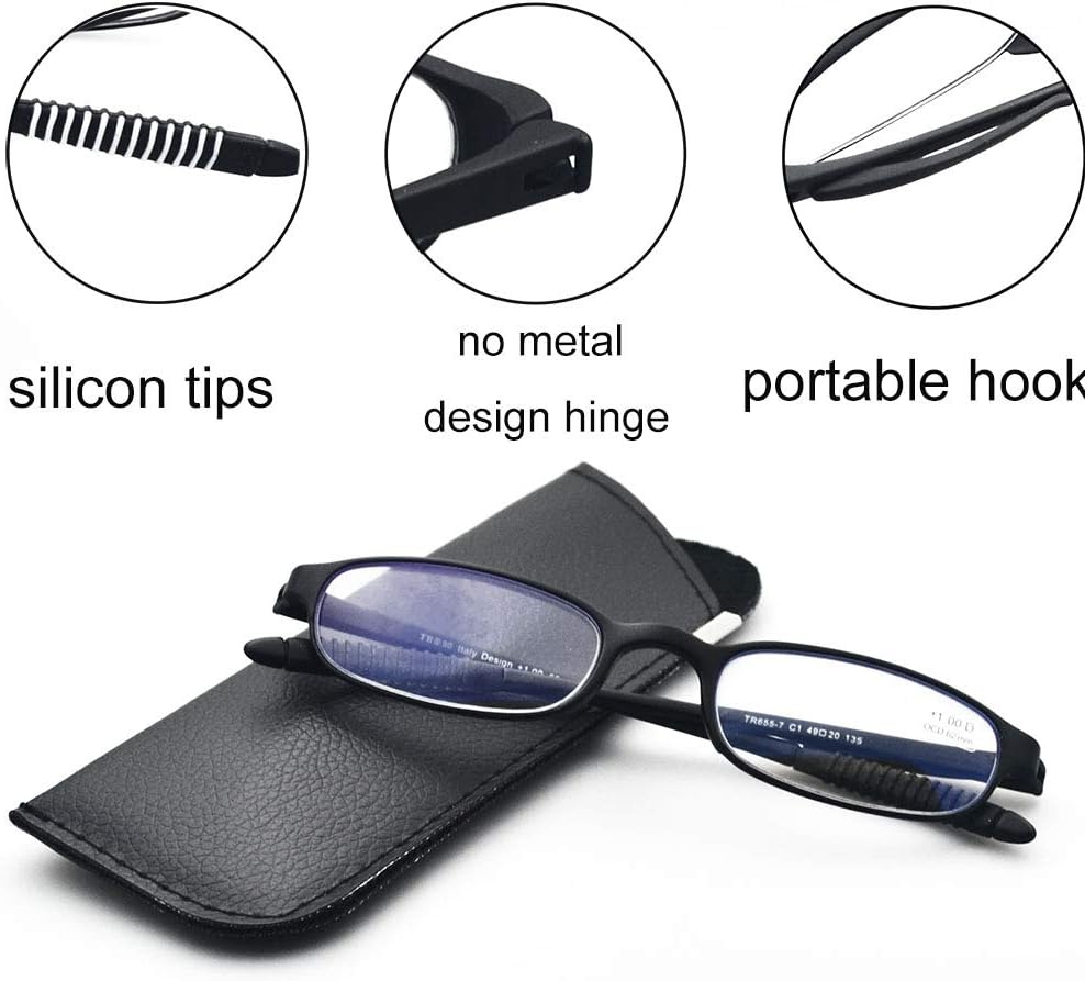 Computer Blue Light Blocking Reading Glasses(Flexible and Lightweight) Plastic Portable Readers