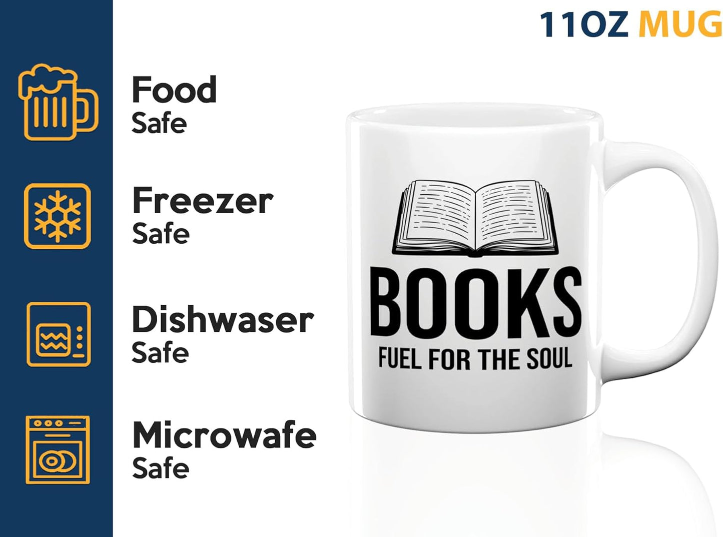 Book Lover Coffee Mug 11oz White -Books Fuel for - Bookworm Literature Library Book Lover Reader Booked Editor Intellectual Studious