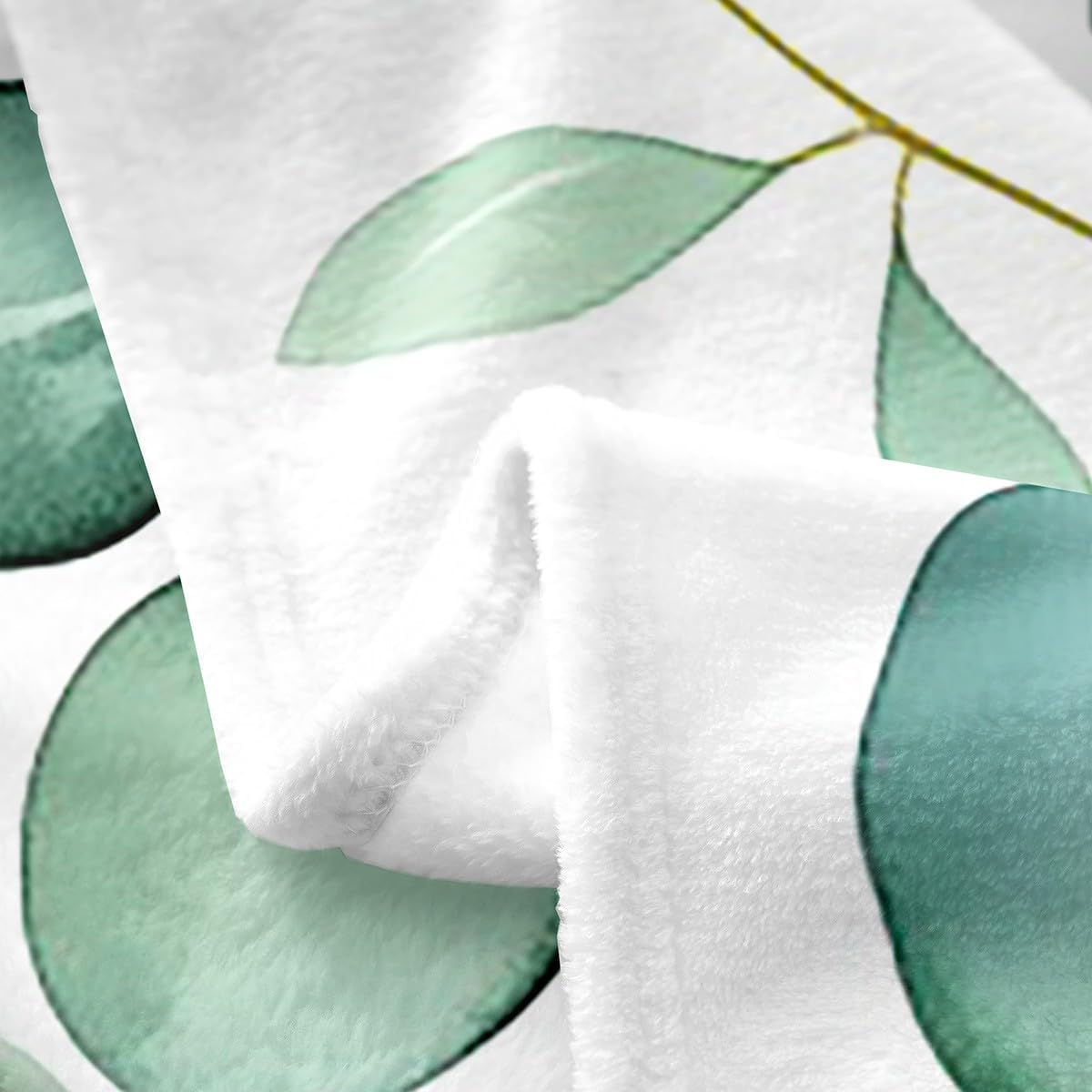 Erosebridal Green Leaves Throw Blanket,Modern Watercolor Botanical Fleece Blanket 40X50,Minimalist Style Blanket for Kids Girls Boys,Nature Fuzzy Blanket Soft Microfiber Bedroom Decor