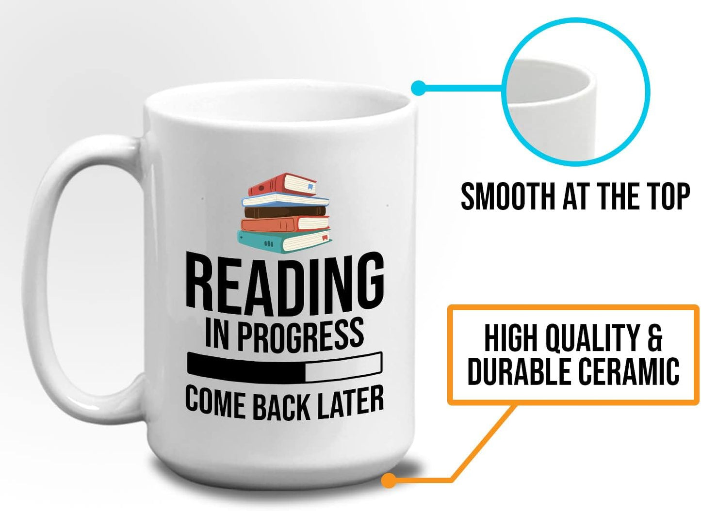 Book Lover Coffee Mug 15oz White - Reading in - Literary librarian Literature Bookworm Historian Public Library Curator Bibliophile Bibliolater