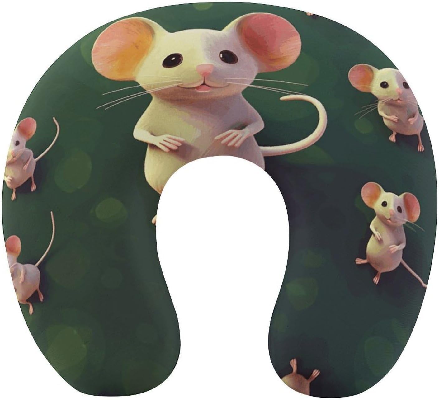 Cute Mouse Neck Pillow Memory Foam U Shaped Pillows Portable Pillows for Shoulder Travel Head Support Pillow with Concealed Zipper for Airplane Car Home Office