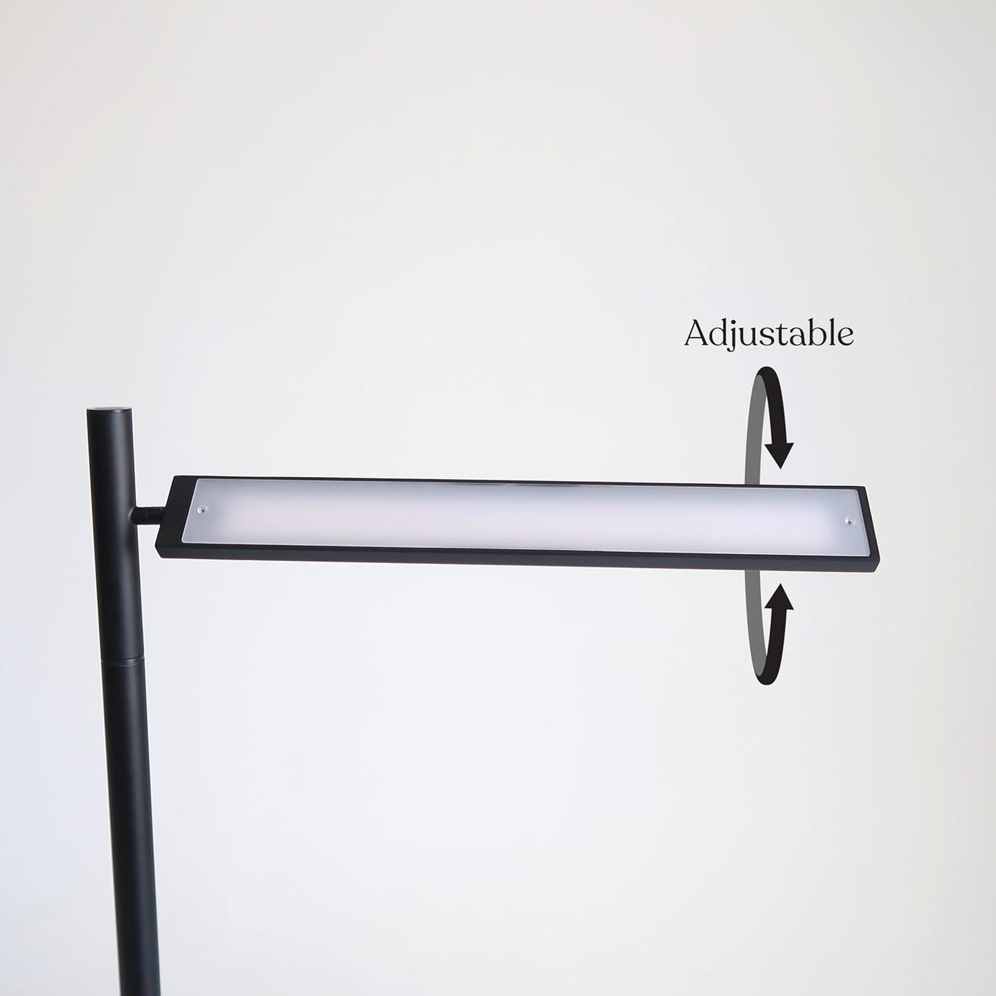 Brightech Linden LED Standing Floor Lamp for Bedroom, Living Room, Office - Tall Modern Bedside Reading Light - Dimmable and Adjustable Head - Black