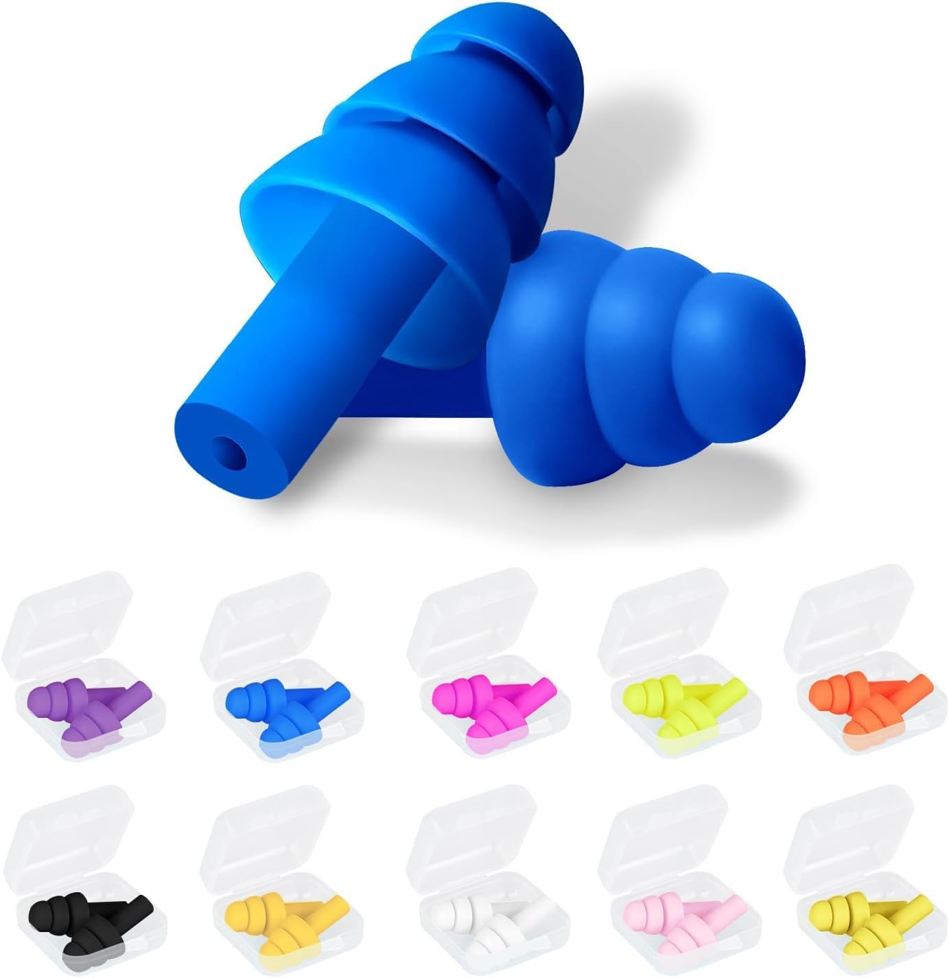 20 Pairs Ear Plugs for Sleeping Noise Cancelling, 10 Colors Reusable Silicone Sound Blocking Earplugs, Waterproof Noise Reduction Ear Plugs for Shooting, Swimming, Concerts, Snoring