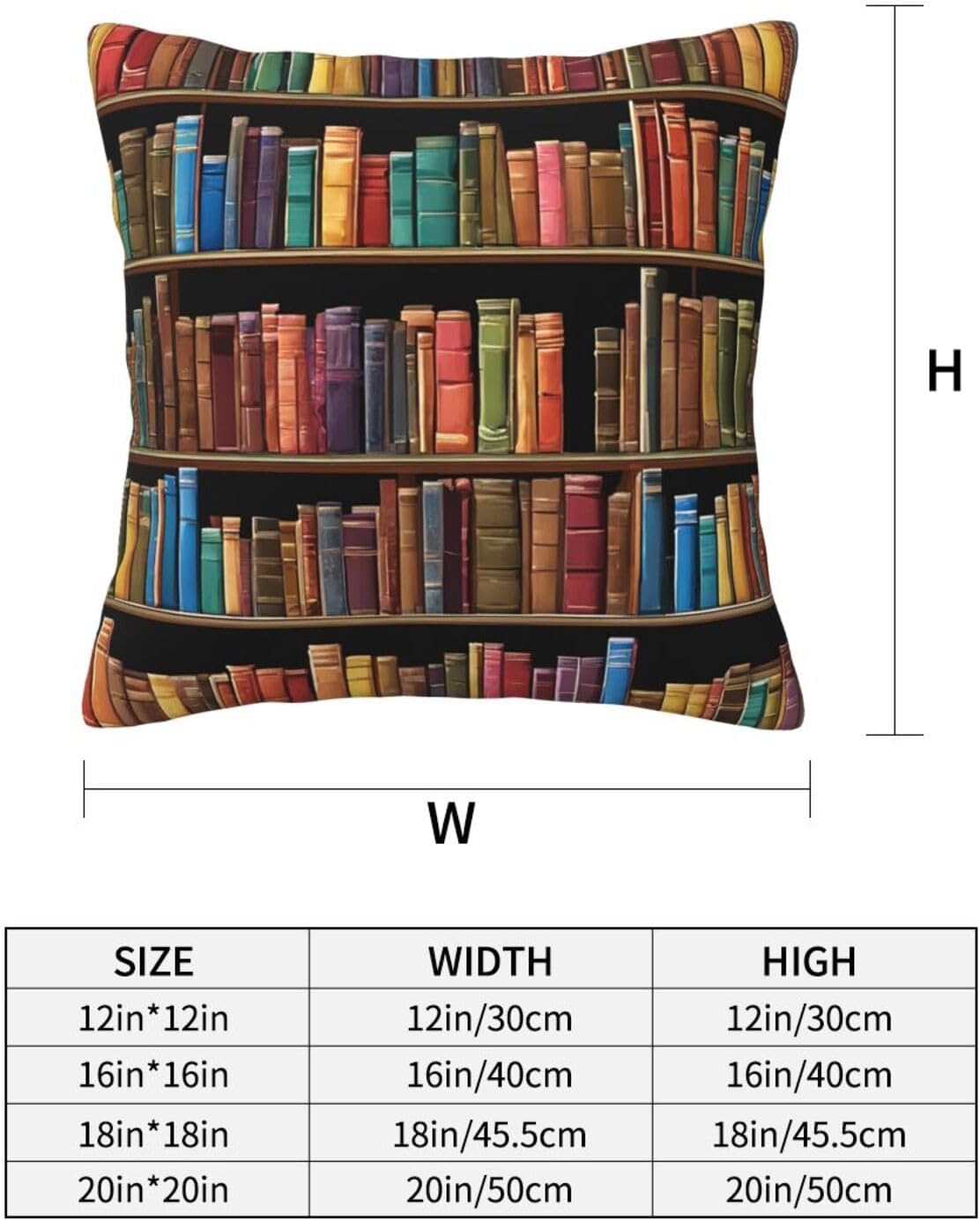 All-Season Square Pillow Covers 18"X18", Library Bookshelf, Decorative Throw Pillow Covers for Sofa Bed Couch, Hidden Zipper Cushion Cover, Square Lumbar & Accent Pillowcases for Home Decor