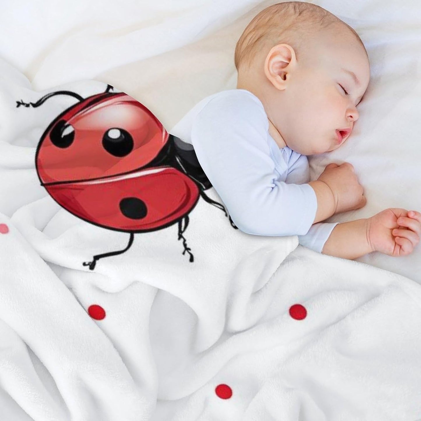 Funny Ladybug Bug Throw Blanket for Couch Bed Plush Cozy Fuzzy Flannel Blanket for All Season 70"x80"