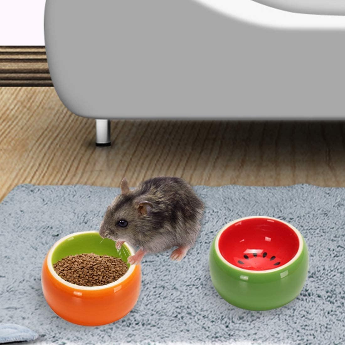 Hamiledyi 2PCS Hamster Bowl Ceramic Food Water Feeding Dish for Gerbil Mouse Rat Hedgehog Sugar Glider