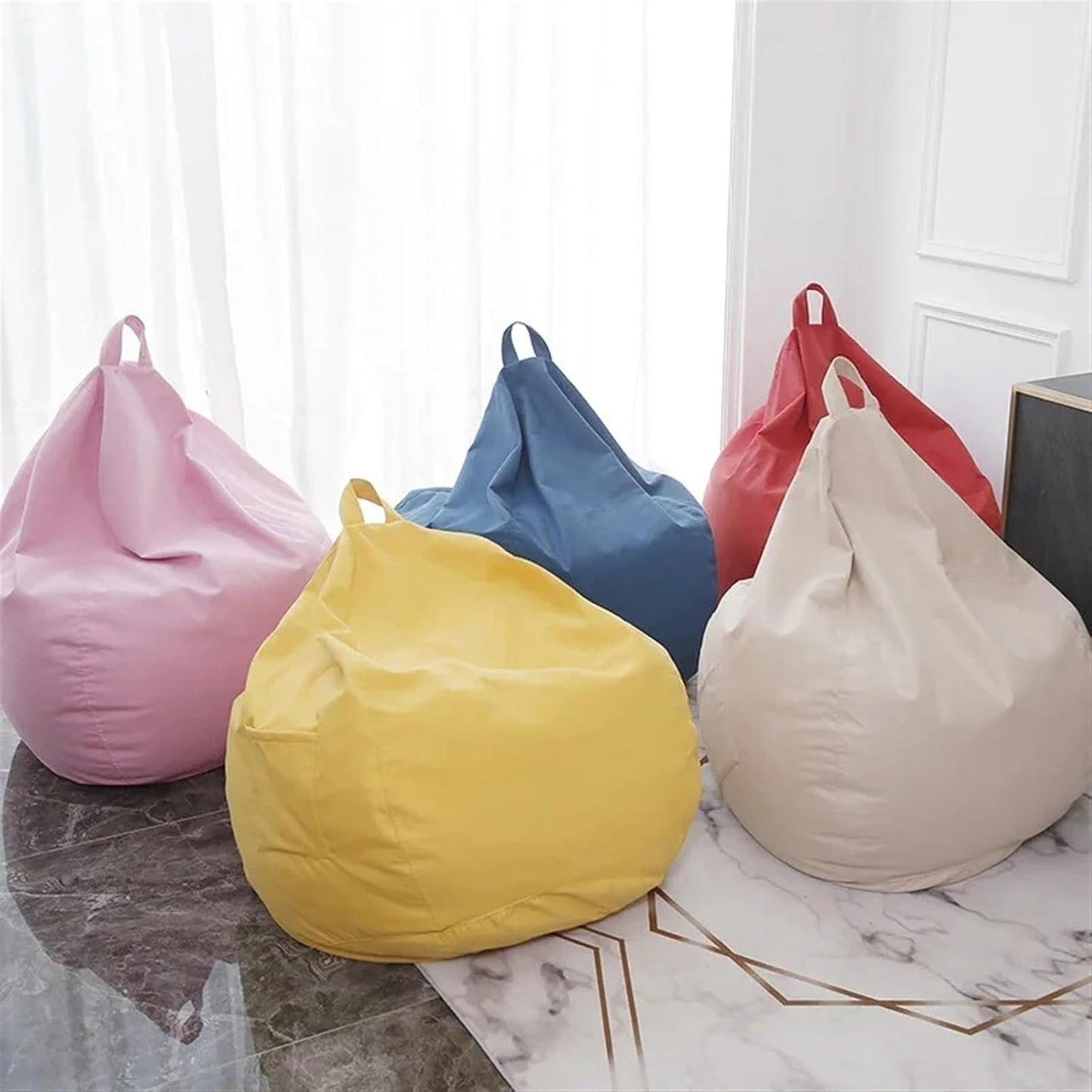Large Small Lazy Sofa Cover Chairs Without Filler Linen Cloth Lounger Seat Bean Bag Pouf Puff Couch Tatami Living Room Bedroom (Color : Light Grey, Size : 100x120cm)