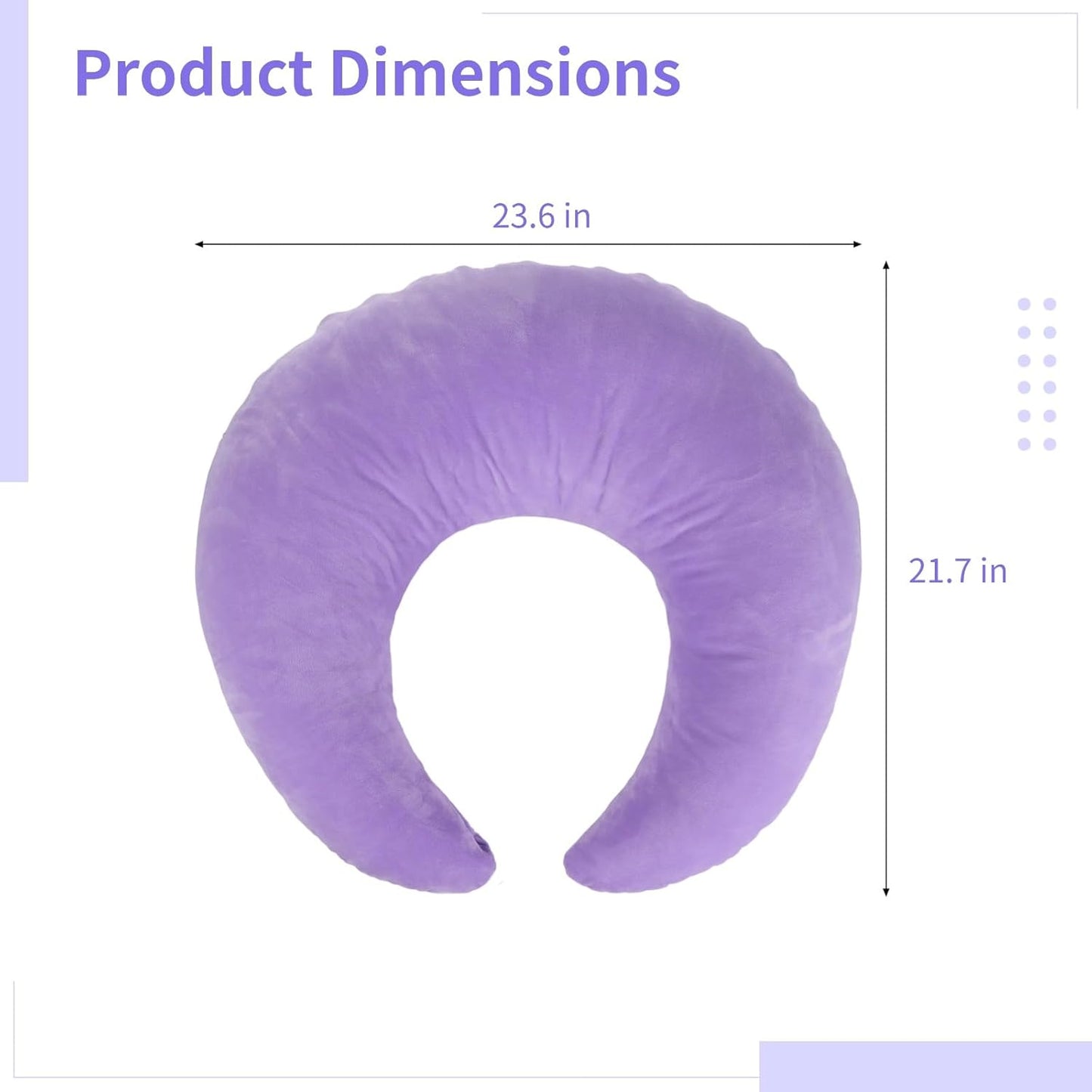 Violet U-Shaped Reading Pillow, 23.6 x 21.7 in Lap Support Pillow with Adjustable Strap, Crescent Design, PP Cotton Filling, Reading, Gaming, Arm, Back Support