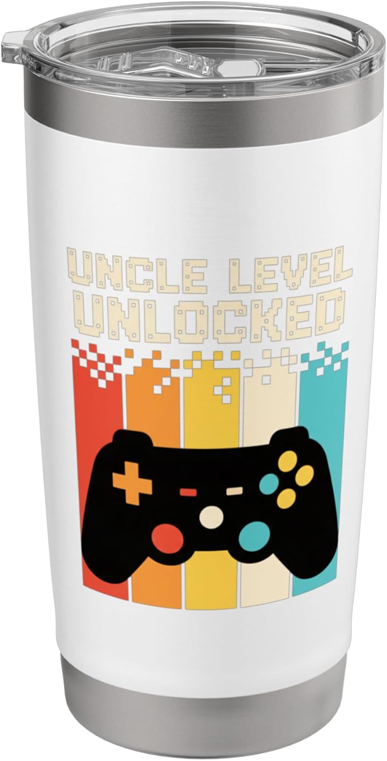 Uncle Level Unlocked Kids Gamer Controller Funny Uncle Stainless Steel Insulated Tumbler