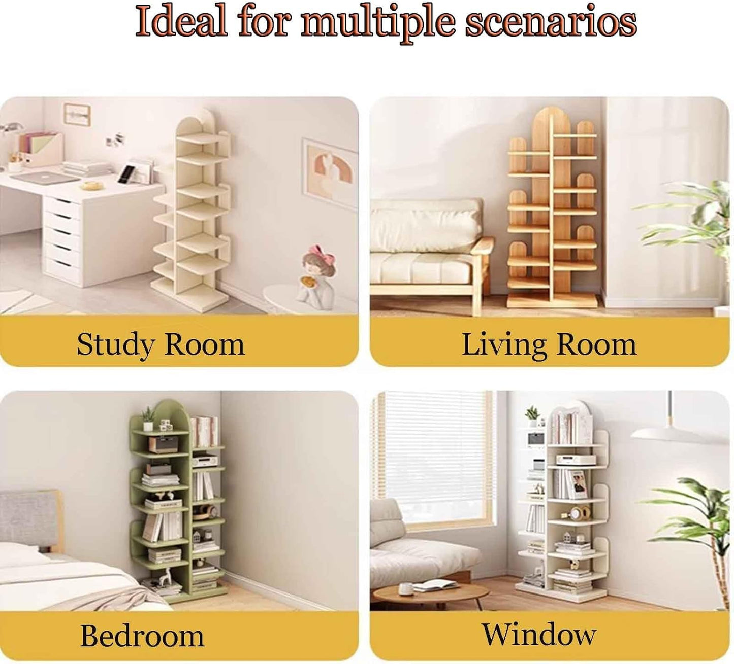 Modern Solid Wood Cactus Tree Bookshelf - Luxury Floor Standing Bookcase, Creative Corner Storage Cabinet for Home, Living Room, Bedroom, Office, and Library.
