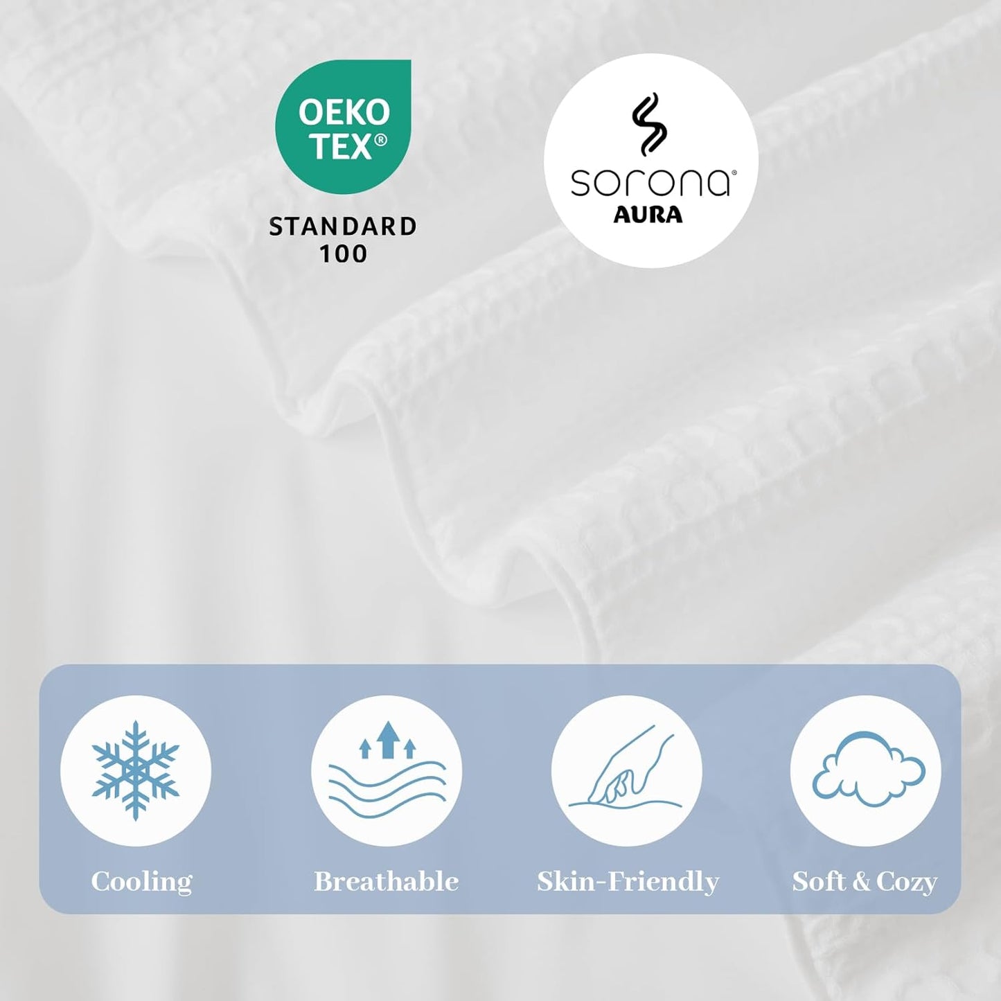Amélie Home Waffle Cooling Comforter King Size, Q-Max 0.45 Reversible Lightweight Cooling Blanket for Hot Sleepers, Breathable Bedding for Night Sweats, 106"x90", White