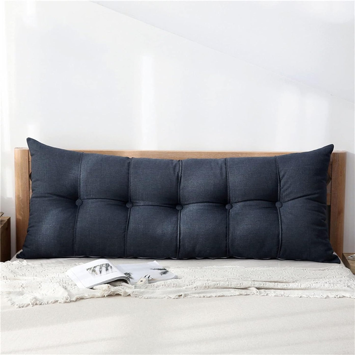 Konsilsa Large Triangular Bed Rest Positioning Support Pillow for Reading in Bed, Couch Back Cushions for Day Bed & Bunk Bed, Wedge Headboard Pillow with Removable Cover