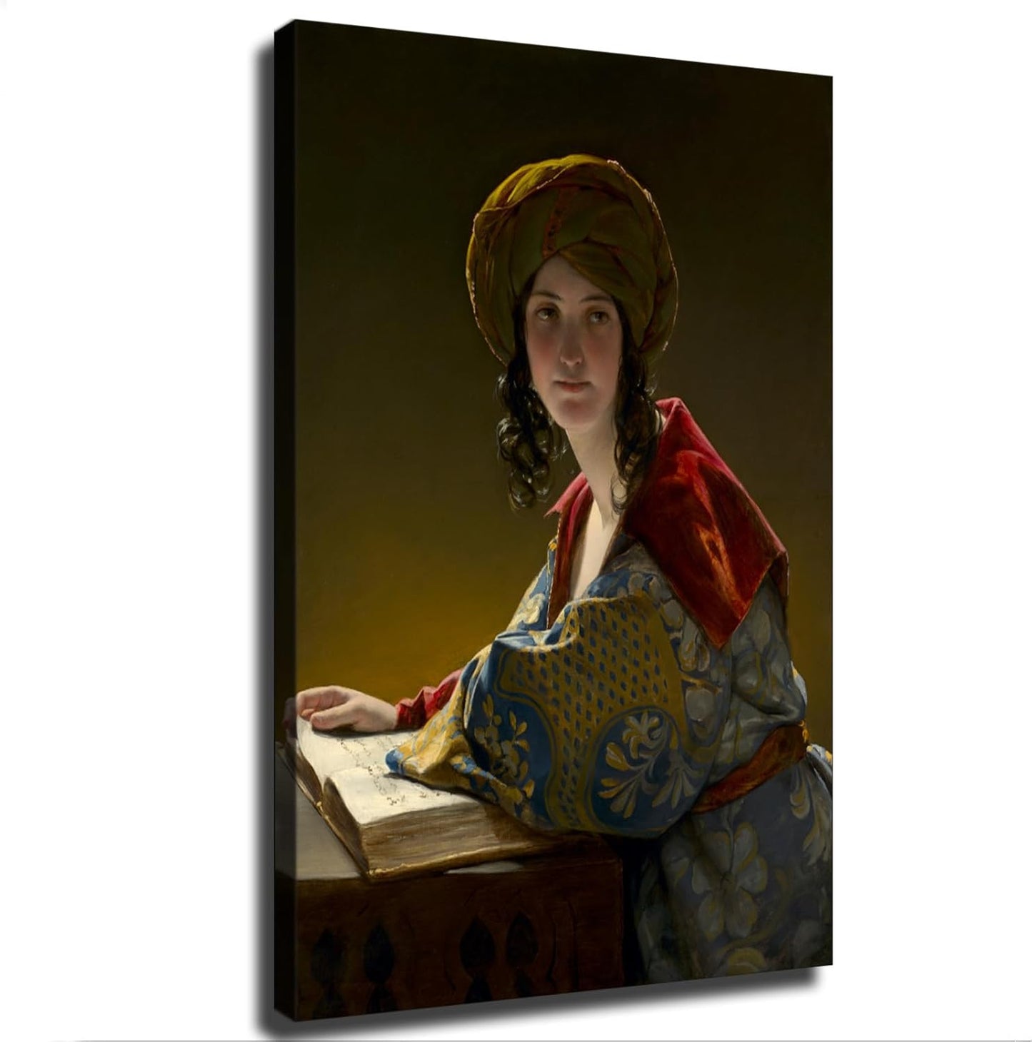 Friedrich Von Amerling,The Young Eastern Woman,Reading A Poster Canvas Pictures Print Wall Art for Living Room Bedroom Bathroom Preppy Dorm Home Decor (12x18inch Unframed)