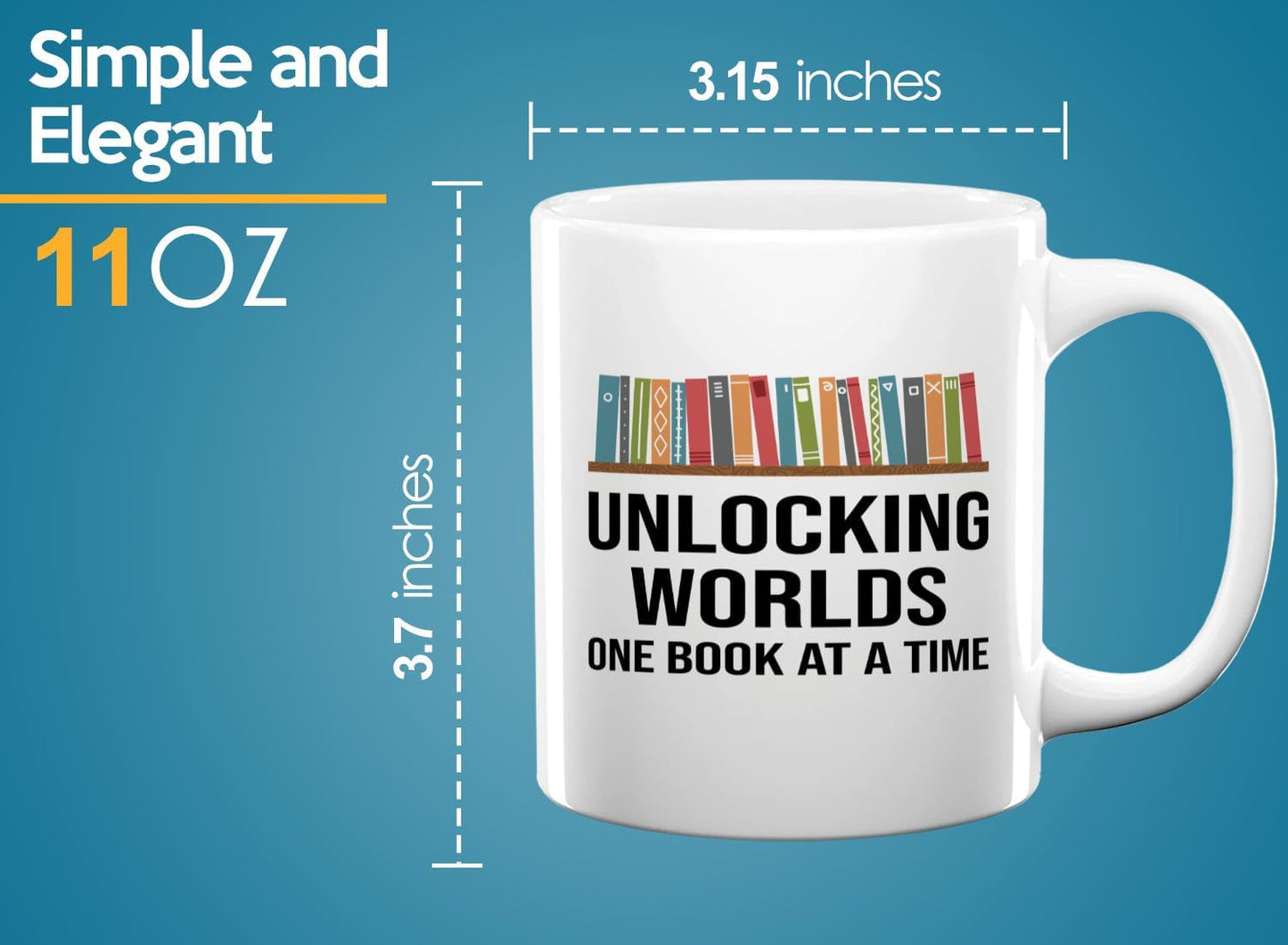 Book Lover Coffee Mug 11oz White -Unlocking Worlds - Gift For Poets Bookish People Bibliophile Librarian Book Club Reader