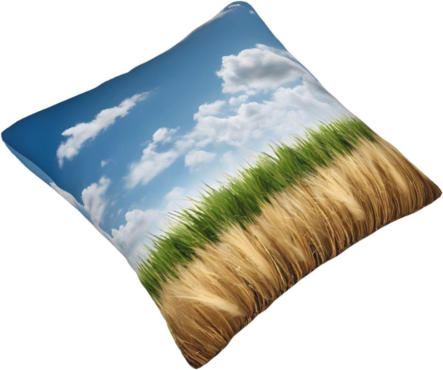 All-Season Square Pillow Covers 18"X18", Wheat Field, Decorative Throw Pillow Covers for Sofa Bed Couch, Hidden Zipper Cushion Cover, Square Lumbar & Accent Pillowcases for Home Decor