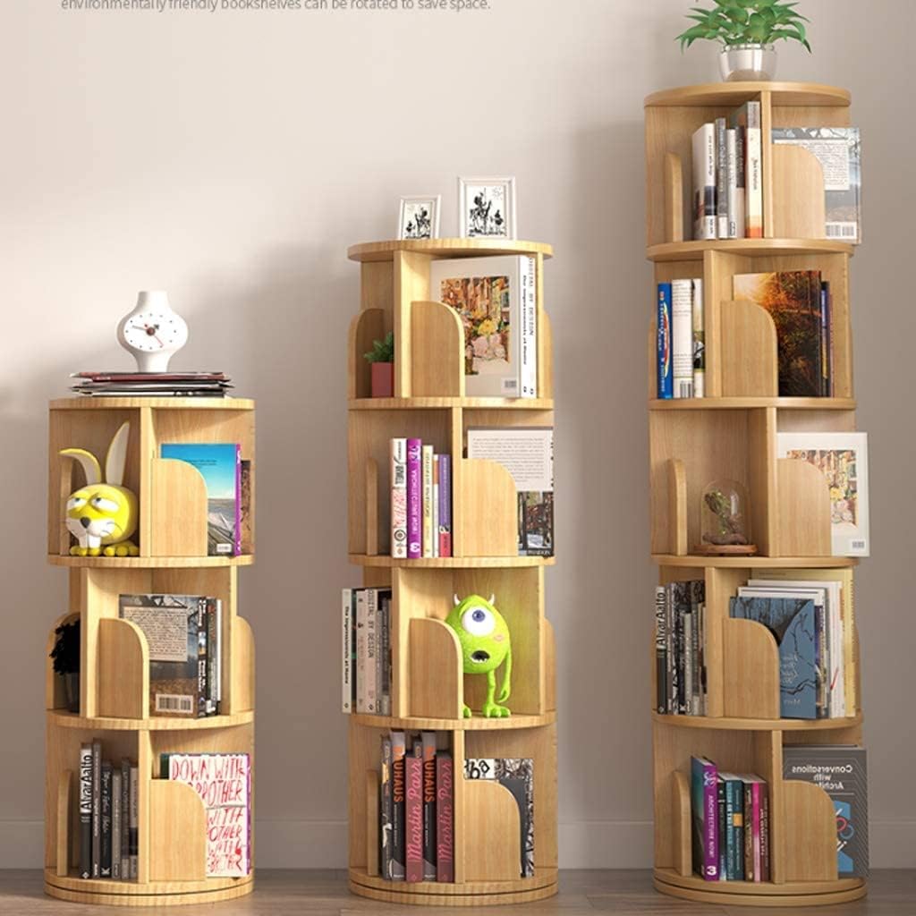 Bookshelf Bookcase Bookshelves Book Case Solid Wood Rotating Bookshelf for Living Room, Study Room 360 Degree Storage Round Bookcase Corner Frame Book Shelf Book Shelves