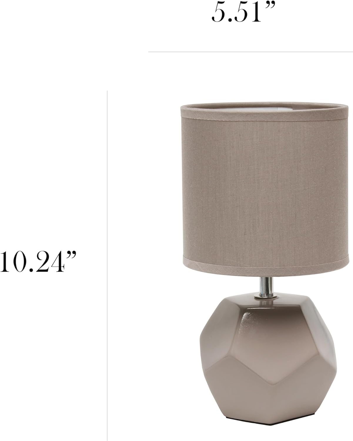 Simple Designs LT1212-GRY 10.24" Modern Round Geometric Cube Table Lamp with Matching Shade, Gray