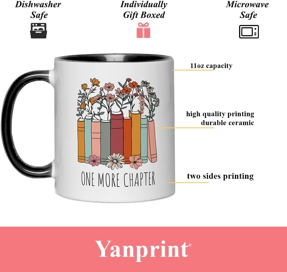 Funny Gifts for Book Lover,Bookish Coffee Mug,Birthday Thanksgiving Christmas Gifts For Librarian Reading Enthusiast Teacher,One More Chapter Bookworm Tea Cup 11 OZ