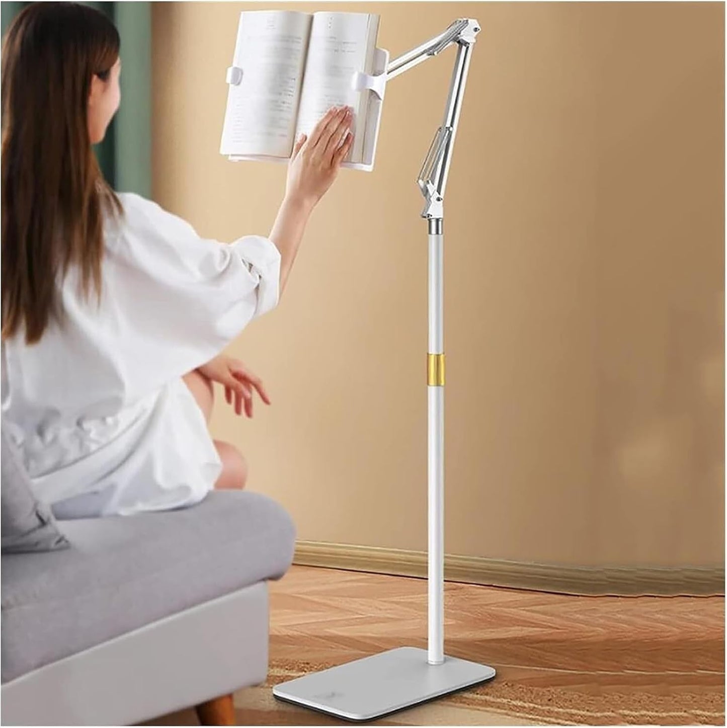 Floor Stand for Book Reading,Book Stand Height Adjustable,Extra Large Sturdy Rolling Lectern Stand,Cookbook Reading Desk Portable Sturdy Lightweight Bookstand-Textbooks Books (White) (White )