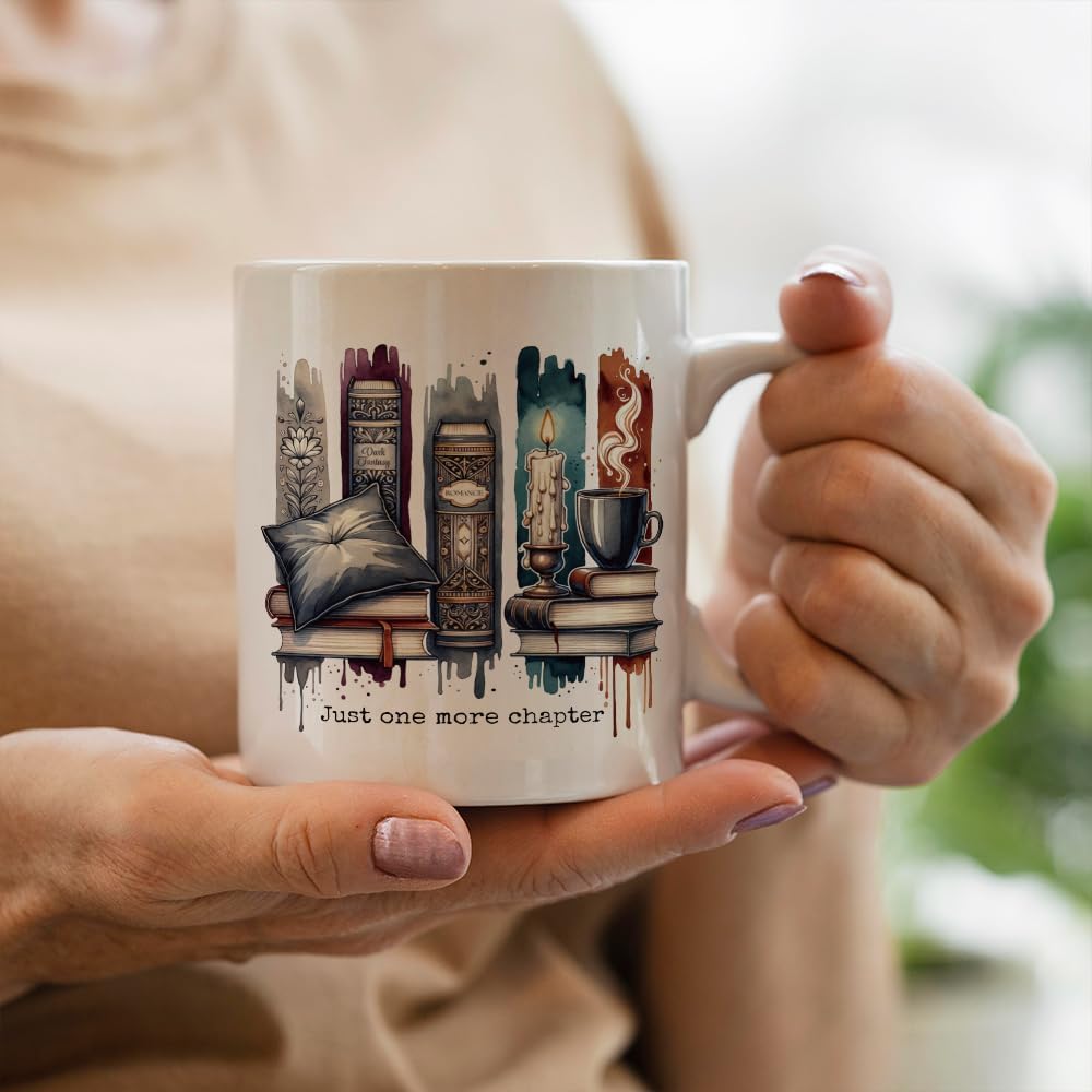 Just One More Chapter Books Mug for Book Lovers Readers Women Men, Birthday Book Gift for Bookish Bookworm Booknerd Bookaholics, Librarian Gifts 11oz