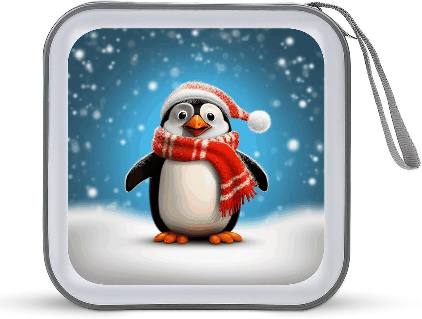 Christmas Funny Penguin CD Case 40 Capacity Case Zipper CD Collection Bag with Handles Cover DVD Storage Hard Plastic DVD Disc Cases Storage Binder for Car Home Office Travel