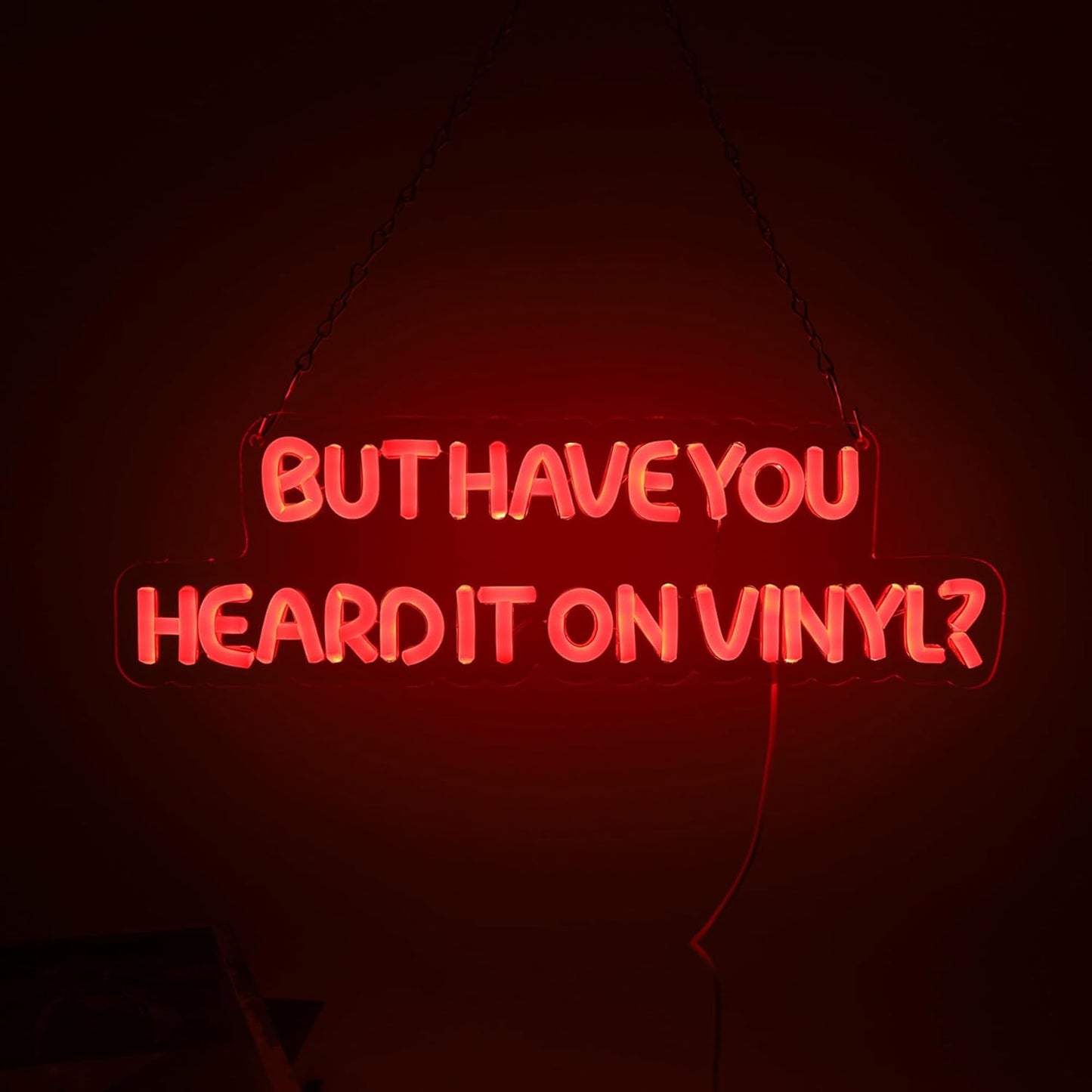 Retro Music LED Neon Sign for Wall Decor, But Have You Heard It On Vinyl Red Letter Neon Lights for Music Room Decor,Live Room Recording, Studio Decorations,Party, Cafe, Bar,Christmas Gift
