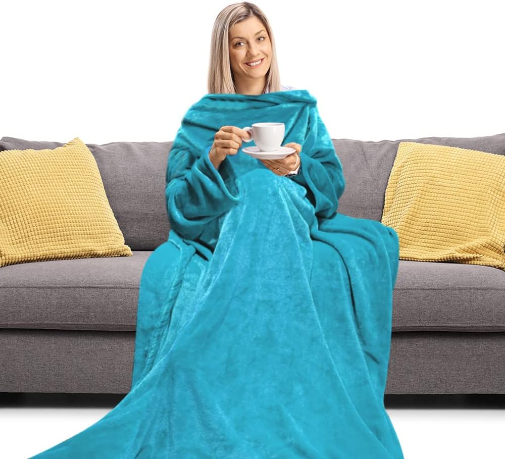 Premium Fleece Wearable Blanket with Sleeves,Lightweight Wearable TV Throws for Indoor Living