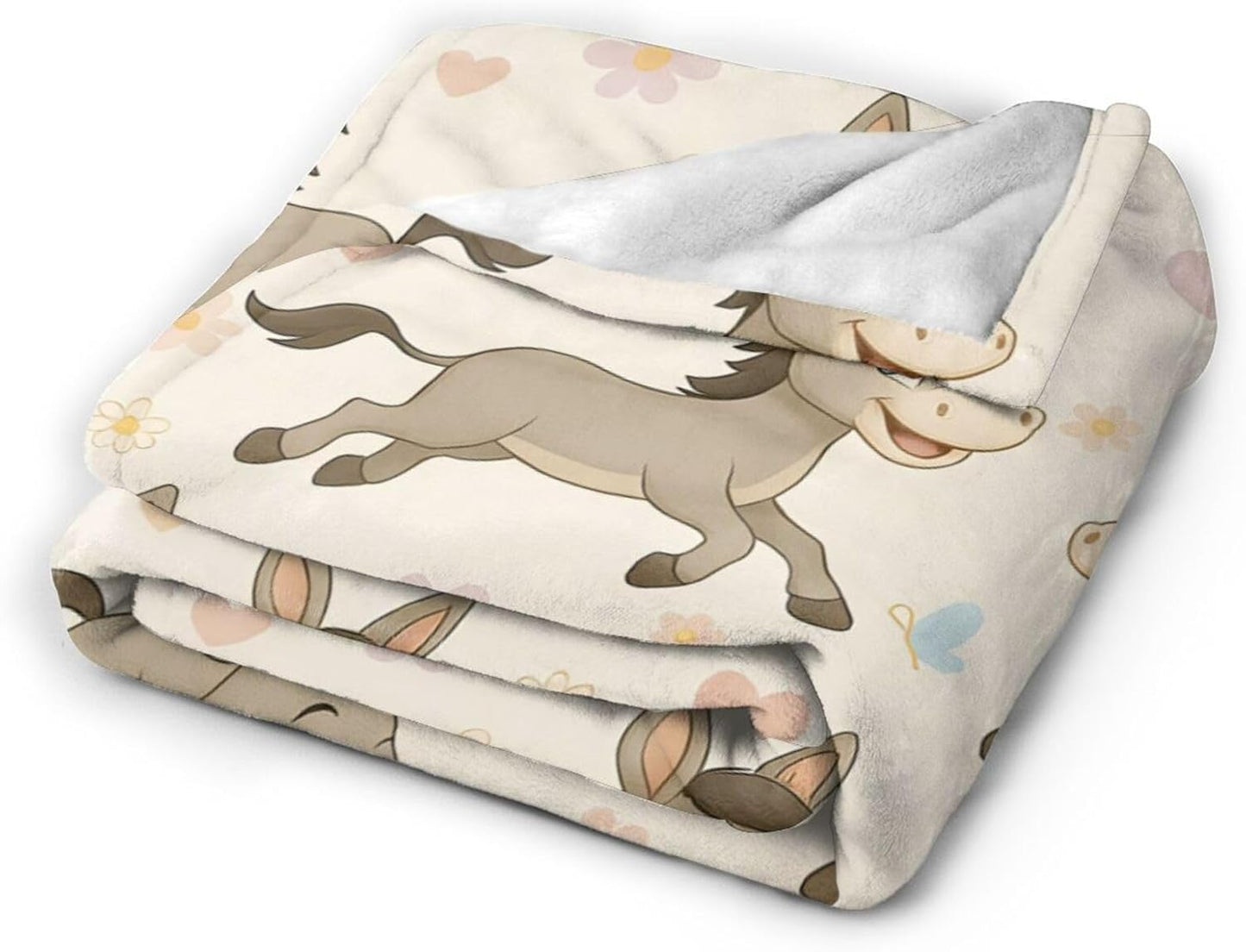 Cute Donkey Throw Blanket Funny Animal Donkey Blanket Soft Cozy Fleece Fuzzy Plush Warm Stuff Bedding Nursery Toddler Baby Blankets Gifts for Boys Girls Kids Adult Men Women 40"X50"