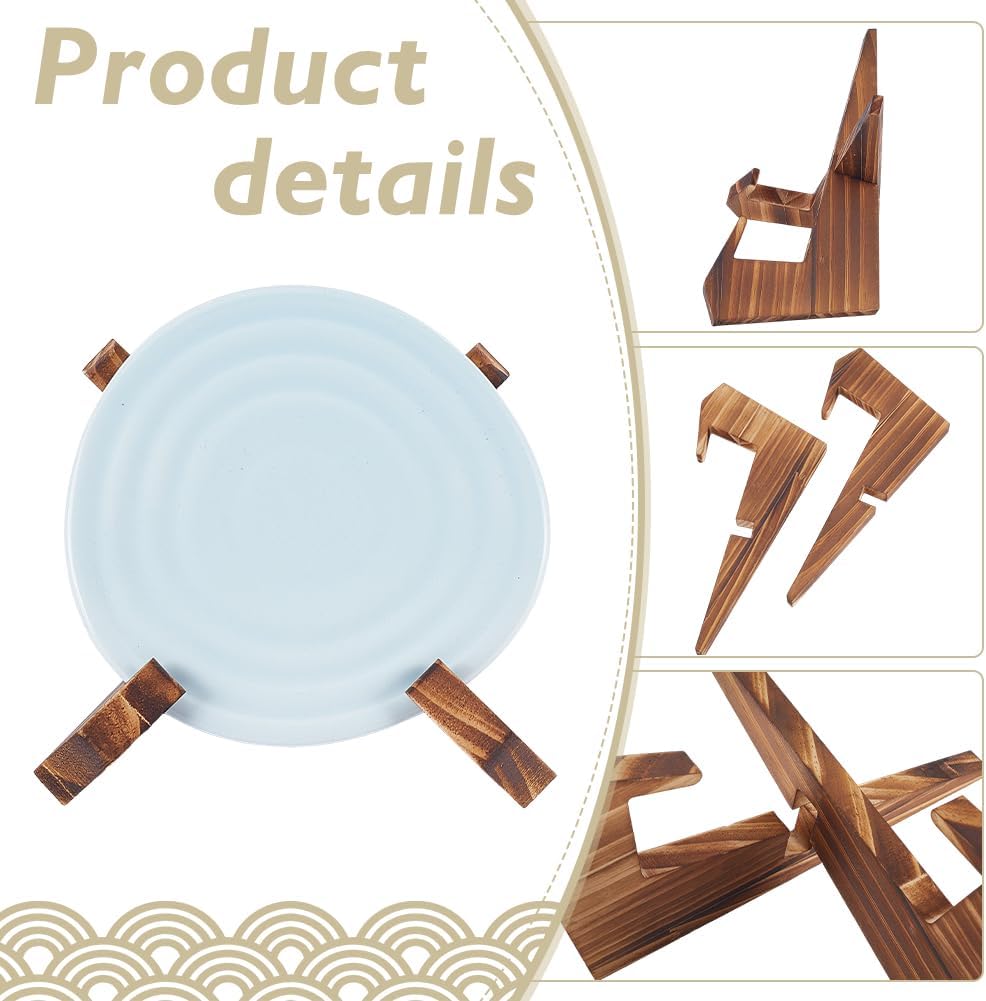 WADORN 2 Styles Wooden Plate Display Stand, 4.9 Inch 6.6 Inch Wood Plate Holder Stands for Display Wooden Decorative Picture Frame Holder for Dish Photo Platter Plaque Diploma Awards Vinyl Records