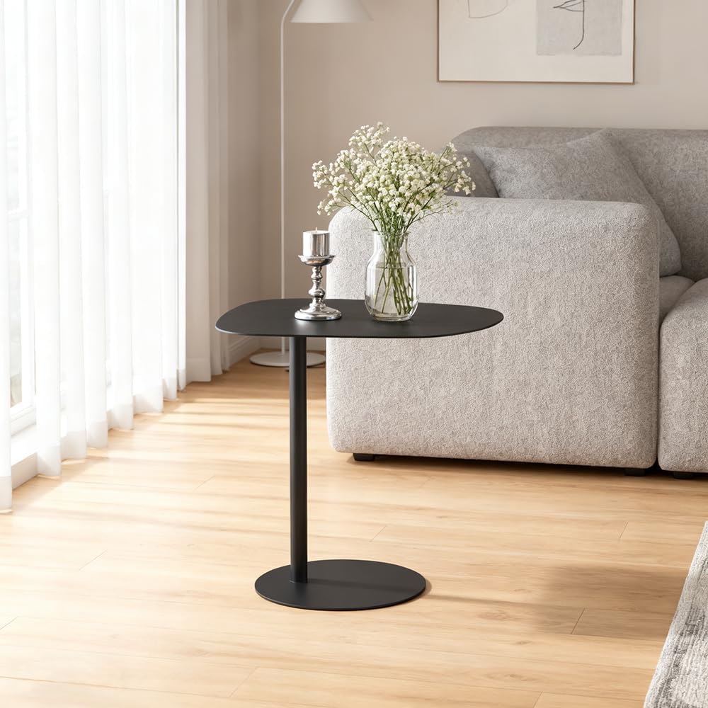 C Shaped Side Table End Coffee Tables, Aesthetics Minimalist Accent Tables, Multifunction Oval Metal Side Tables for Living Room Bedroom Sofa Balcony Couch Patio Yard Garden Indoor & Outdoor