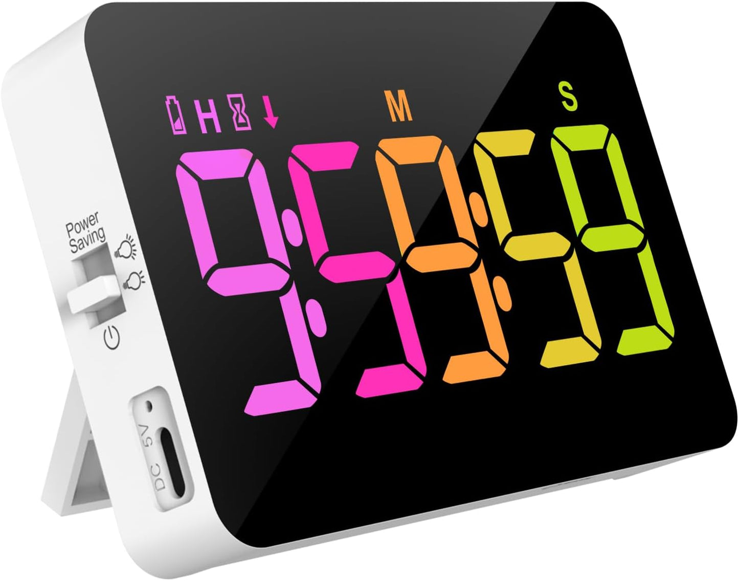 Kitchen Digital Timer, Count Down Up, Rechargeable, Vibration Mode Adjustable Volume and Brightness LED Display, Time Management Cook, Desk, Kids Adults Study Teaching, Kitchen Gadgets RGB