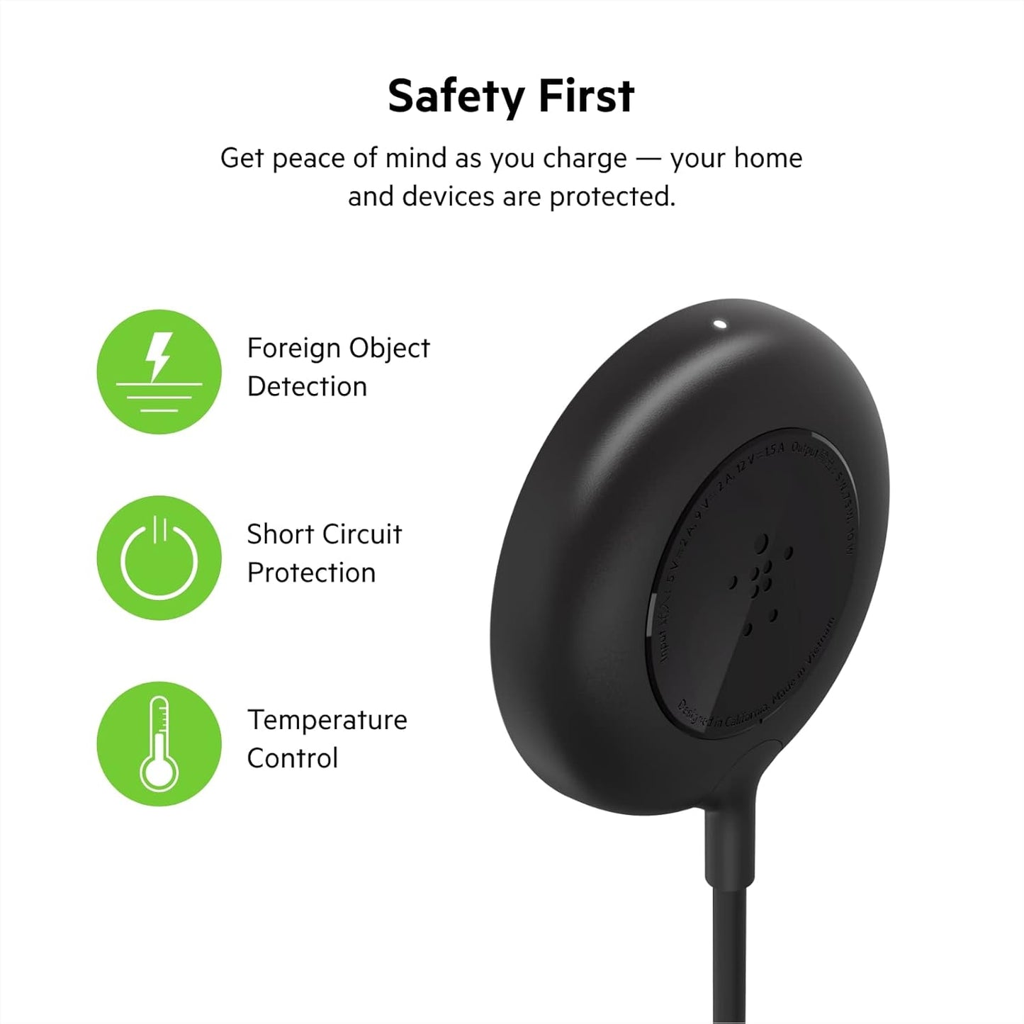 Belkin 7.5W Magnetic Portable Wireless Charger Pad, Magsafe Compatible, iPhone 14, 13, 12, 11, XS Max, X, 8, 7, 6s, 6, Plus - 6.6ft/2M Long Cable