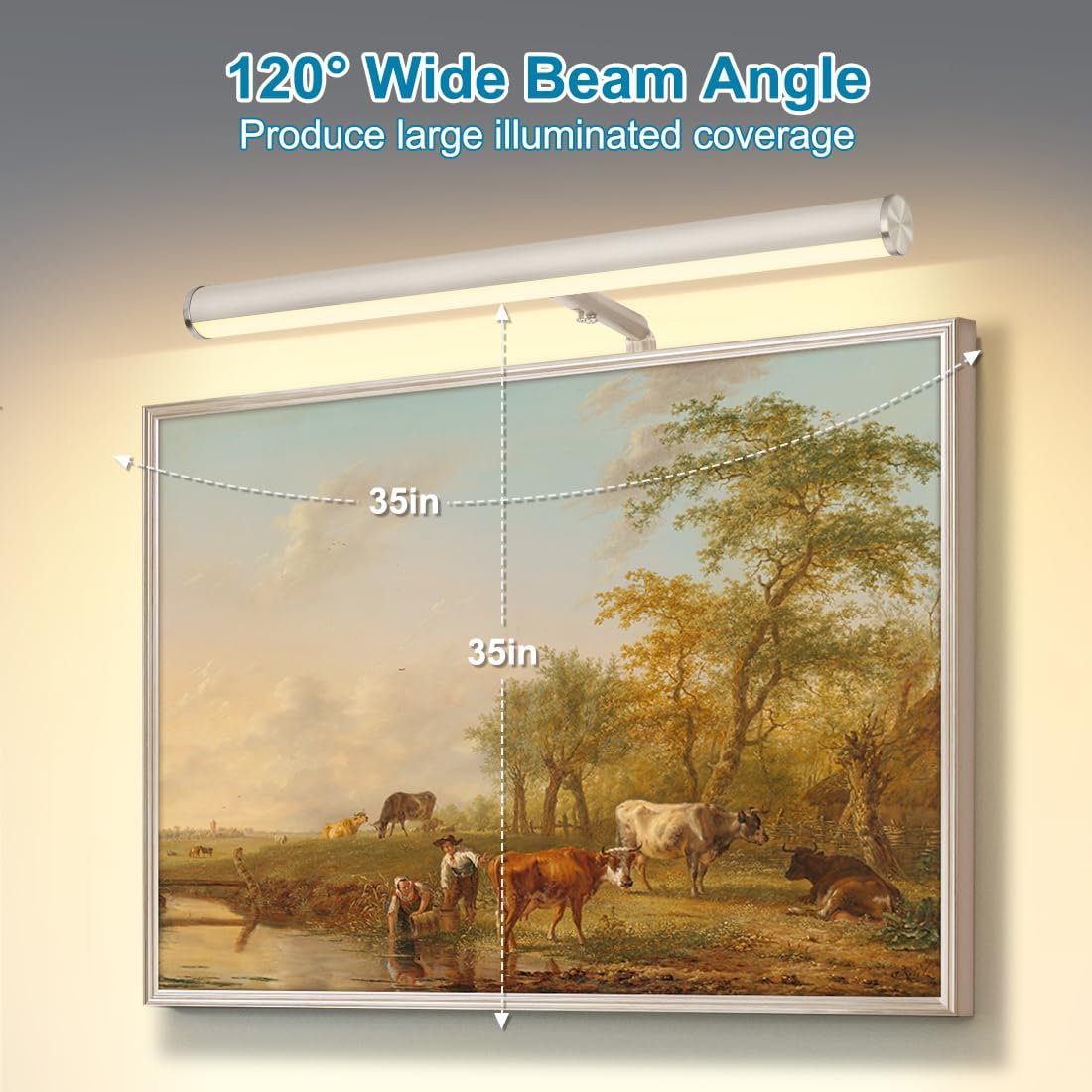LED Picture Lights for Paintings Plug in, 14 inch 4W Adjustable Art Light Gallery Wall Light for Display Art Work, Brushed Nickel Finish, CRI90+, 3000K Warm White, ETL Listed
