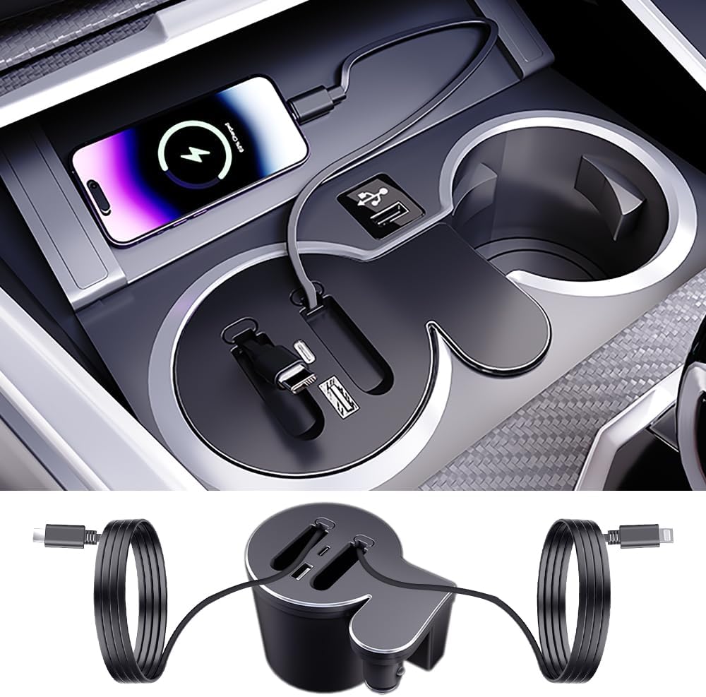 Car USB Hub Docking Station for BMW 3/M3 2019-2026，BMW 4 /M4 2021-2026，I4 2022-2025，2 Series 2022-2026 Type-C Fast Charger Auto Interior Centre Console Accessories Cigarette Lighter Phone Charging