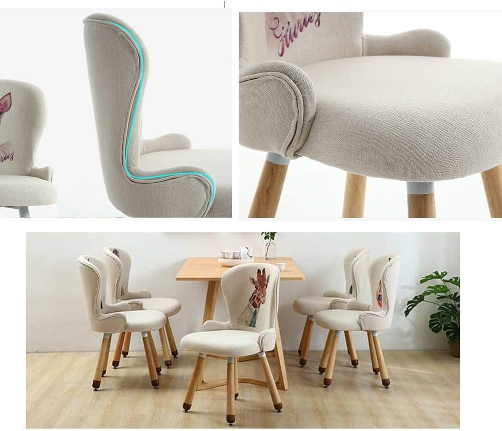 Comfortable Chair Dining Chairs,Cotton Linen Upholstered Lounge Chair Makeup Stool,Accent Side Chairs with Solid Wood Legs(Highly fine-tunable),for Restaurant/Pub/Cafe/Living Room/Hotel/Kitchen Lei