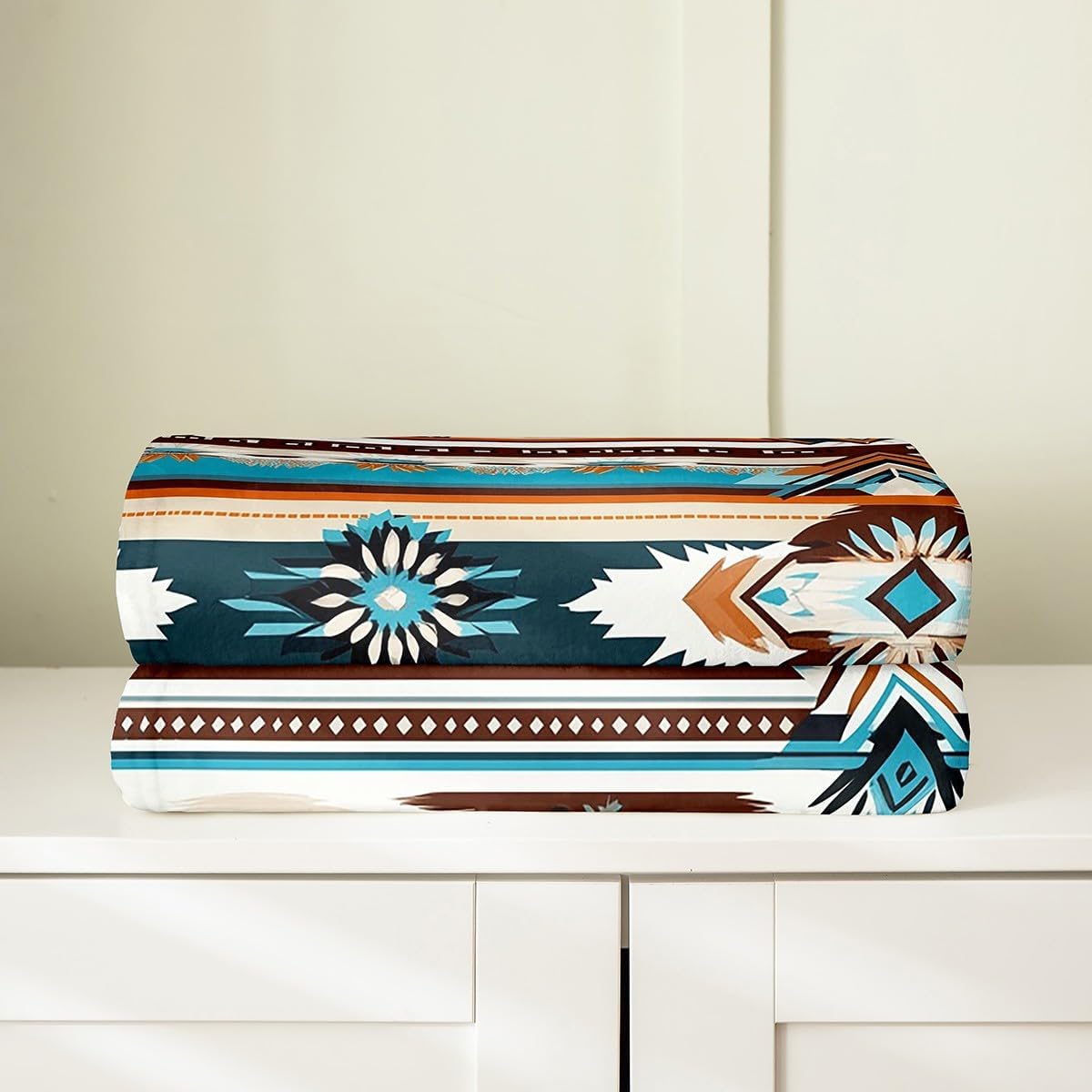 Erosebridal Geometric Boho Tribe Warm Blanket Baby 30x40,Exotic Nordic Style Soft Microfiber Fuzzy Blanket for Bedroom Living Room,Wetsern Cow Print Throw Blanket,Cattle Bull Cowhide Fleece Blanket