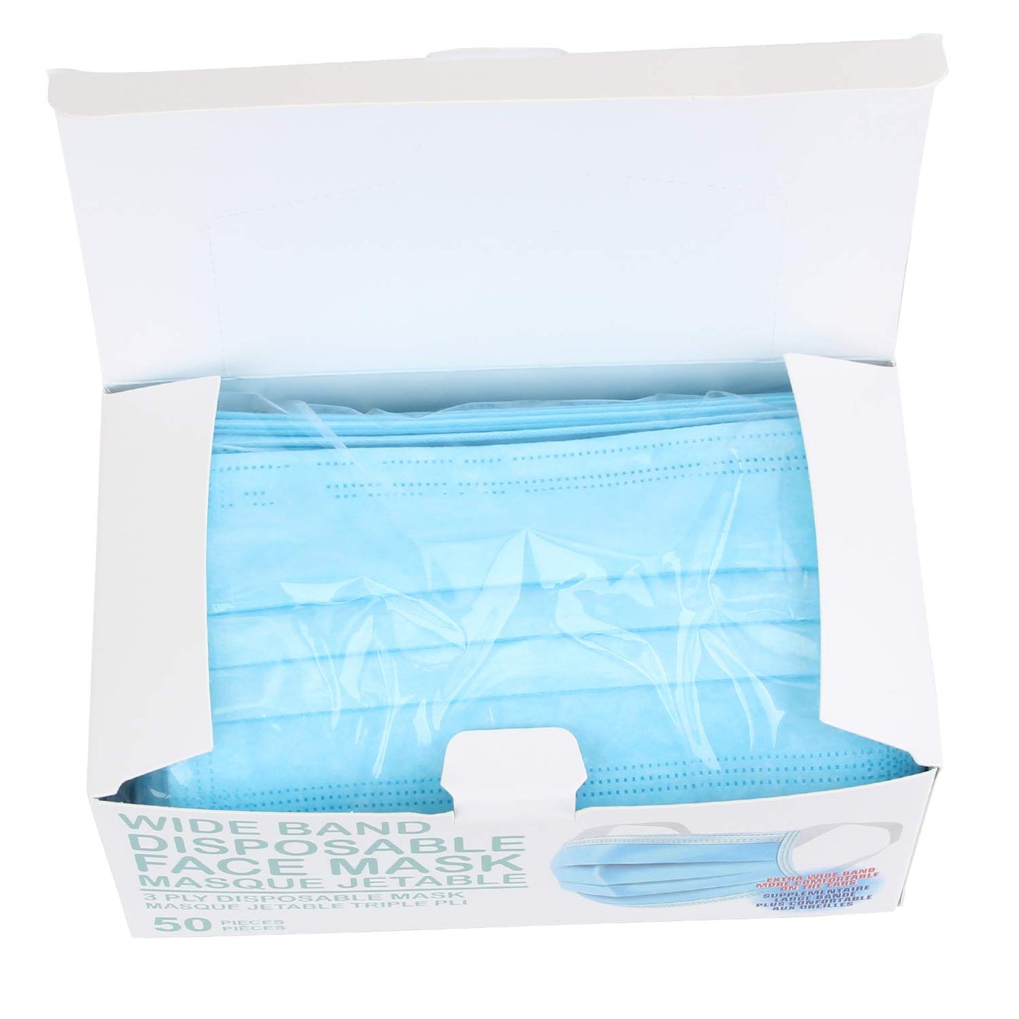 Wish Disposable Face Masks, Pack of 50, Wide Ear loop For Extra Comfort, 3 Ply, Ships from USA
