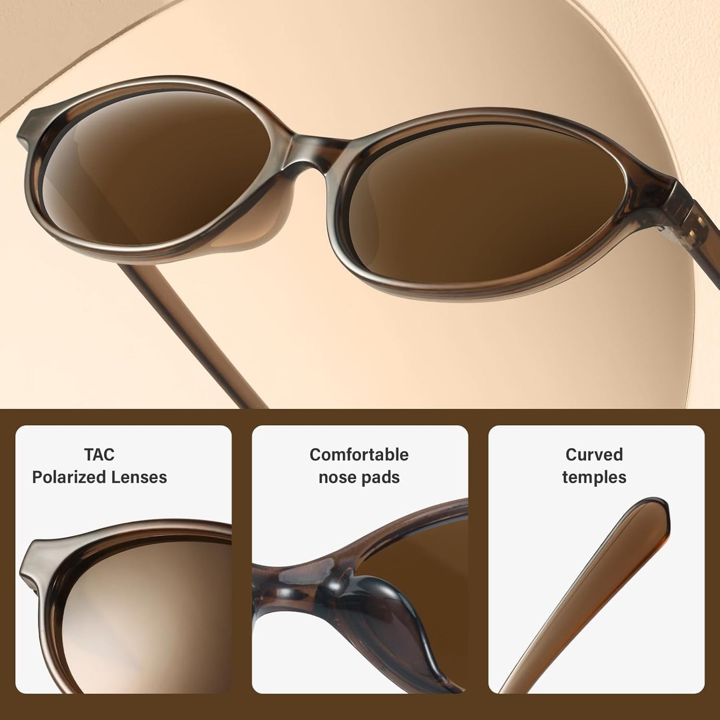KUGUAOK Retro Oval Sunglasses for Women 90s Design Small Cat Eye Sun Glasses UV Protection Y2k Trendy Narrow Shades