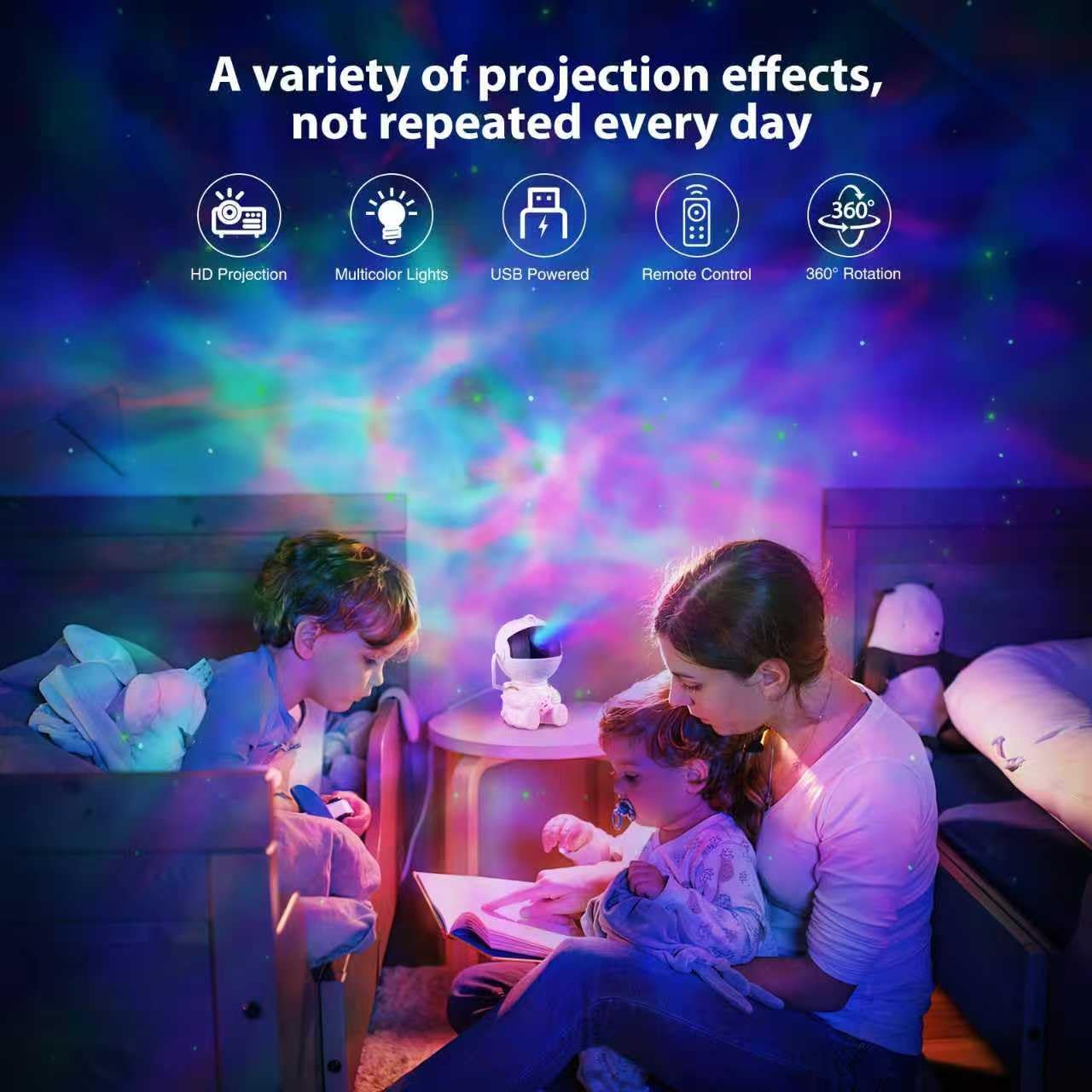 Astronaut Galaxy Star Projector – Nebula Light Projector with Remote Control, 360° Rotating Head Kids Night Light, Gift for Children and Adults-Singing with a Guitar.