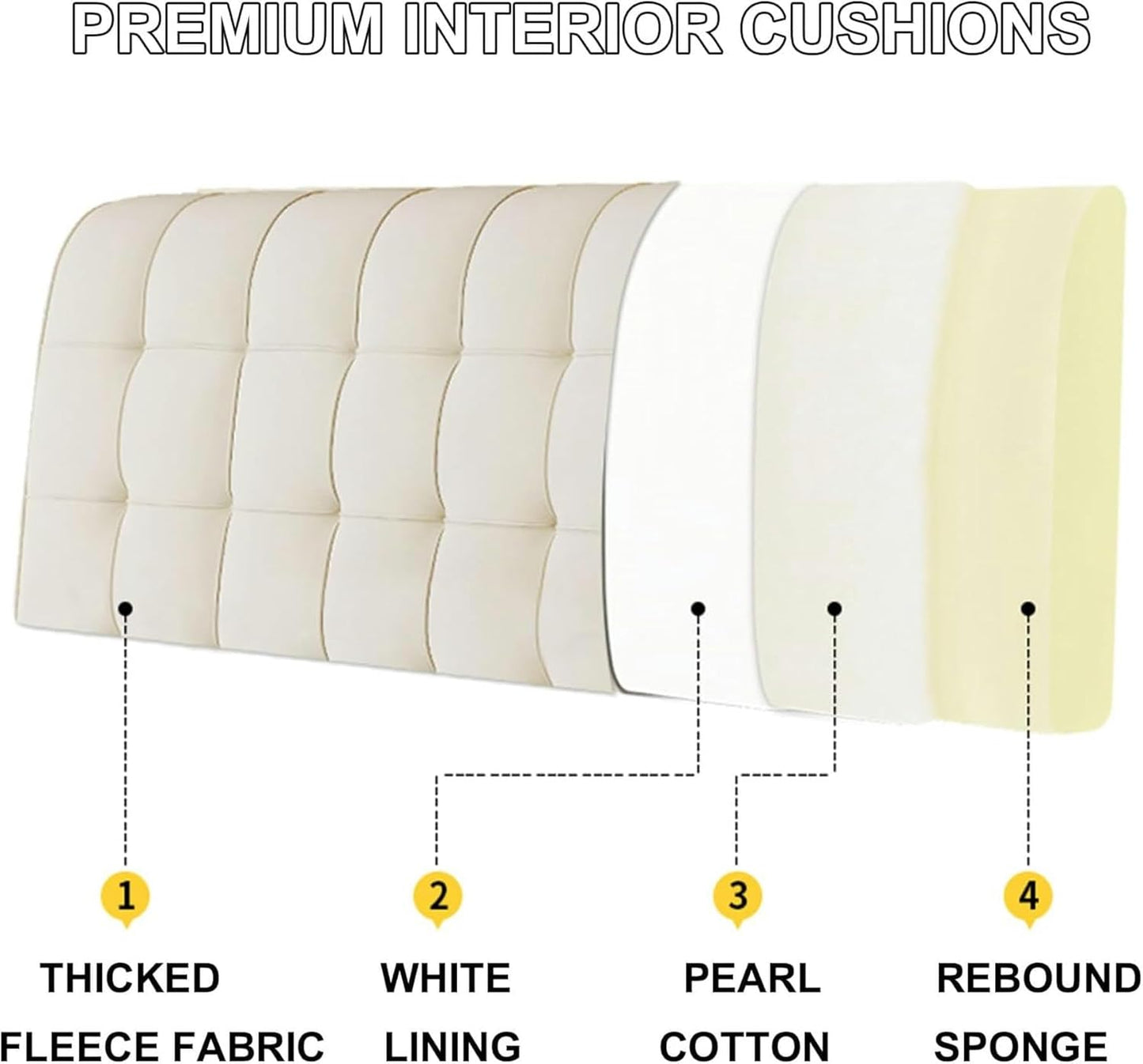 AMNOOL Fleece Headboard Cushion Wall Pillow Large Backrest Headboard Bed Rest Cushion Neck Lumbar Support Pad Removable Cover Home Dorm Daybed Upholstered