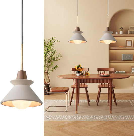 9.4'' Concrete Pendant Lights Kitchen Island Hanging Lights Unique Pinecone Lampshade Industrial Chandelier Nordic Cement Pendant Light for Dining Room,Bedside,Kitchen,Hallway,1Pcs,White