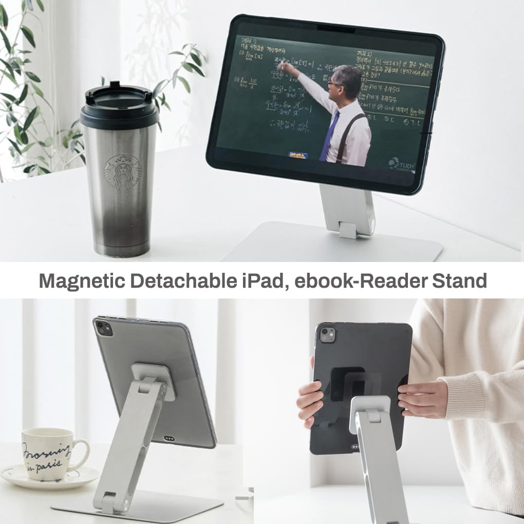 MITER 2-in-1 Magnetic Book & Tablet Stand – Detachable Acrylic Holder for Paper Books, Magnetic Mount for iPhone, iPad, Galaxy, Kindle, Boox, e-Reader Adjustable Innovative-Stand