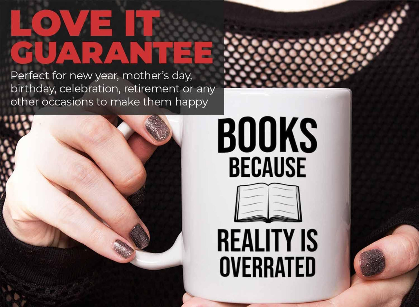 Bubble Hugs Writer Coffee Mug 11oz White - Books Because Reality is Overrated - Reading Book Lover for Bookworm Bibliophile Librarians Author Readers Bookish