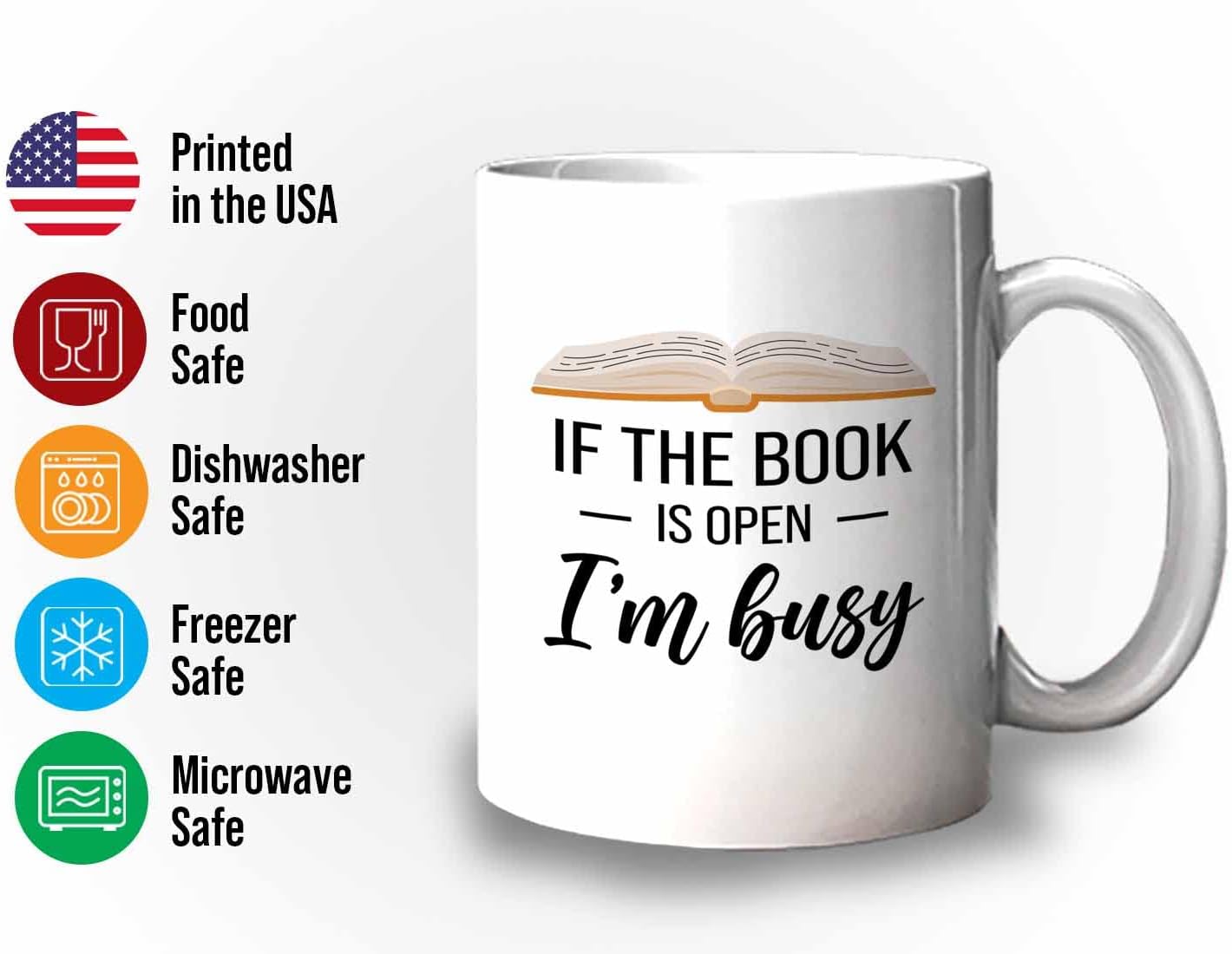 Bubble Hugs Book lovers Coffee Mug 11oz White - If Book Open - Author Writer Library Library Editor Introvert Lovers Cat Chill Relax Bookworm Reading