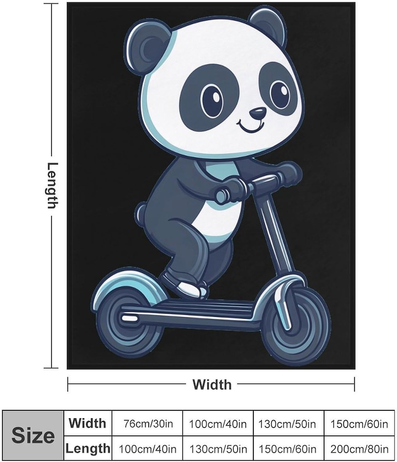 Panda Riding Electric Scooter Throw Blanket Fleece Blankets Soft Flannel for Couch Bed Pet Decorative Warm